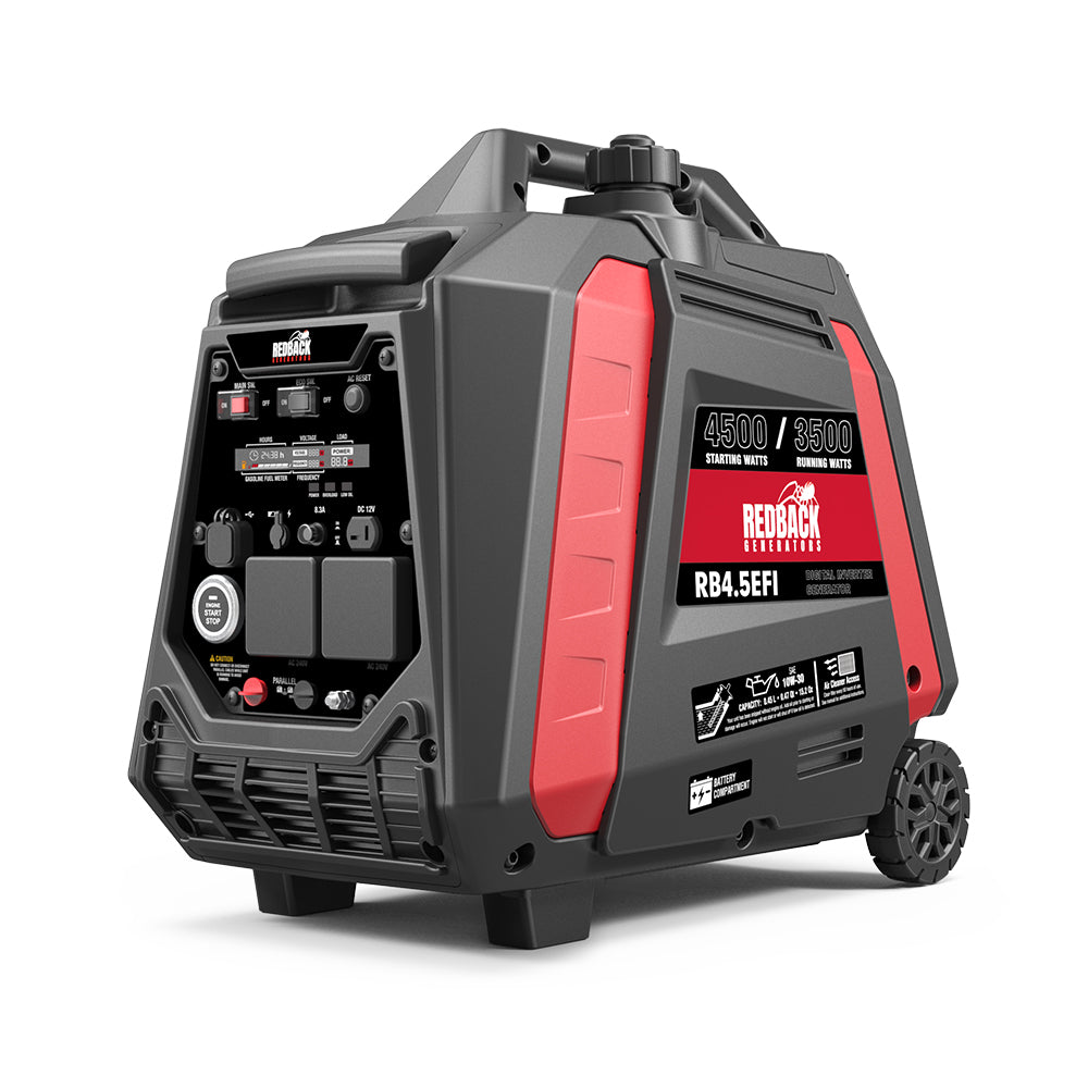 Redback RB4.5 Portable Inverter Generator 4500W 4.5KVA - Quiet, Lightweight & Fuel Efficient for Camping, RV Trips & Emergency Power Backup