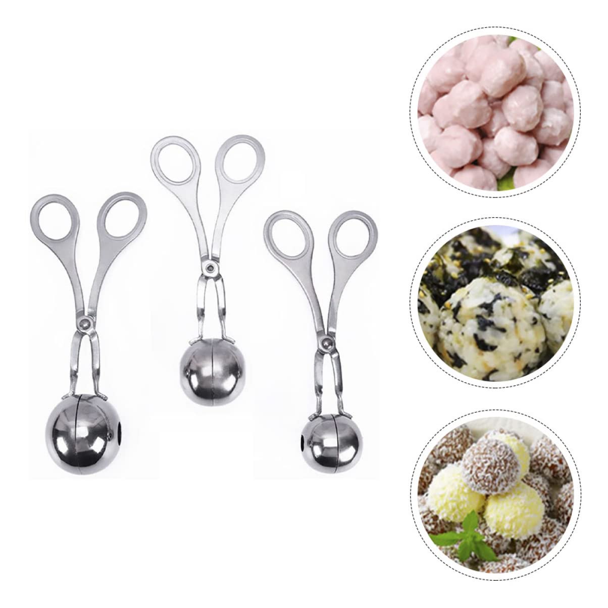 Luxshiny 3-Piece Meatball Clip Maker Set - Non-Stick Stainless Steel Meatball Scoop for Perfect Homemade Meatballs - Ideal for Cooking, Baking, and Meal Prep