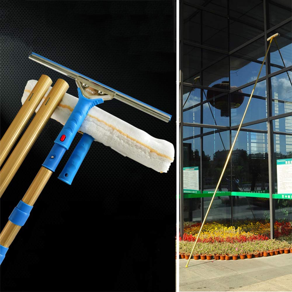 Extendable Telescopic Window Cleaner Bar Scraper - 4.1m/13.5ft Adjustable Cleaning Pole for Glass, Solar Panels & Vehicles (Trucks, Campers, Caravans, Buses) - Perfect for Home, Office & Outdoor Window Washing