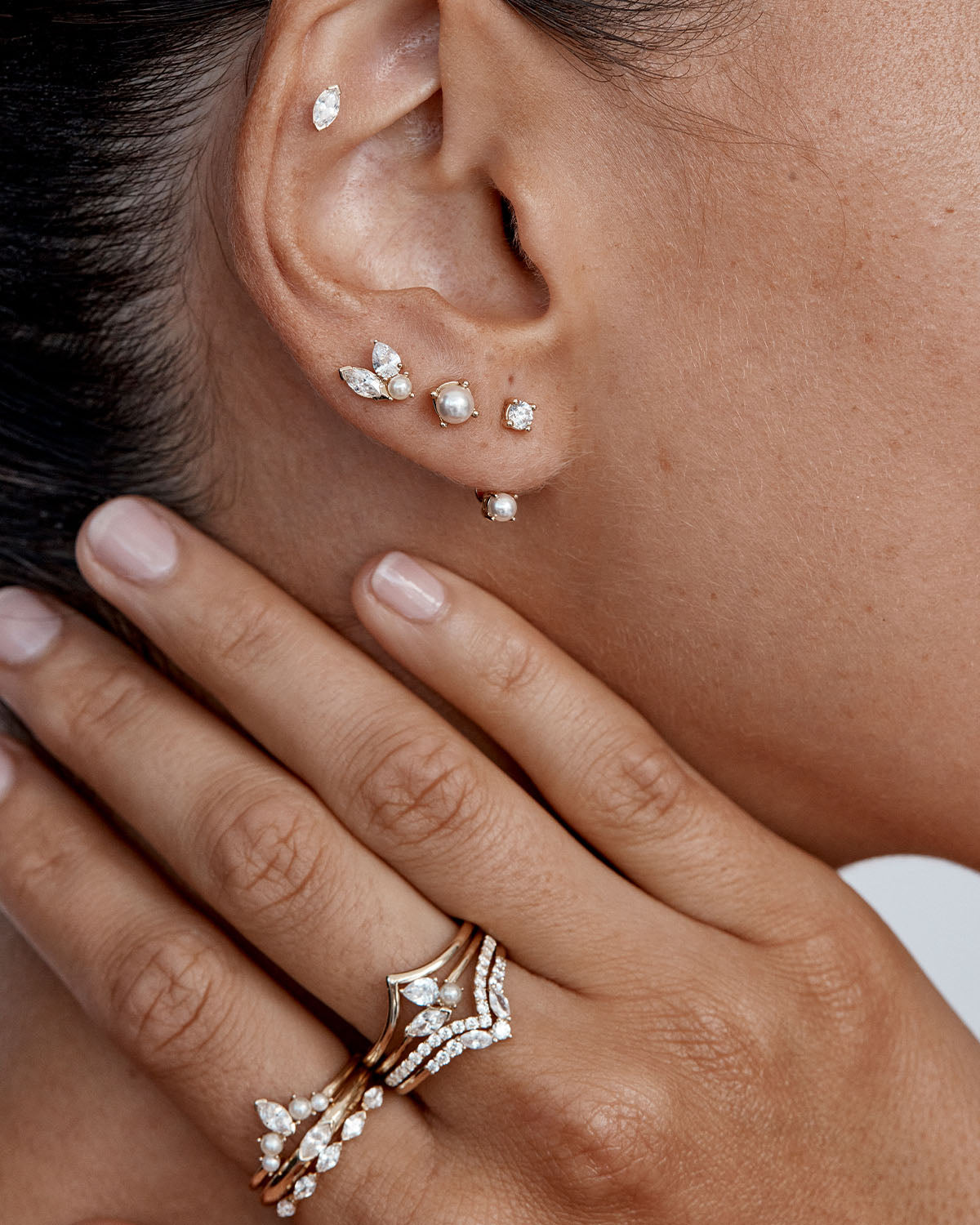 14K Solid Gold Lab Grown Diamond Ear Jacket Earrings - Hypoallergenic Luxury Stud Earrings for Women, Perfect for Weddings, Parties & Everyday Wear