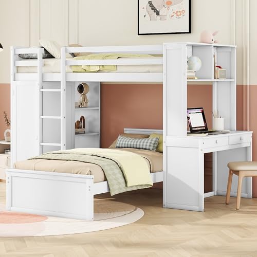 White With Desk and Wardrobe