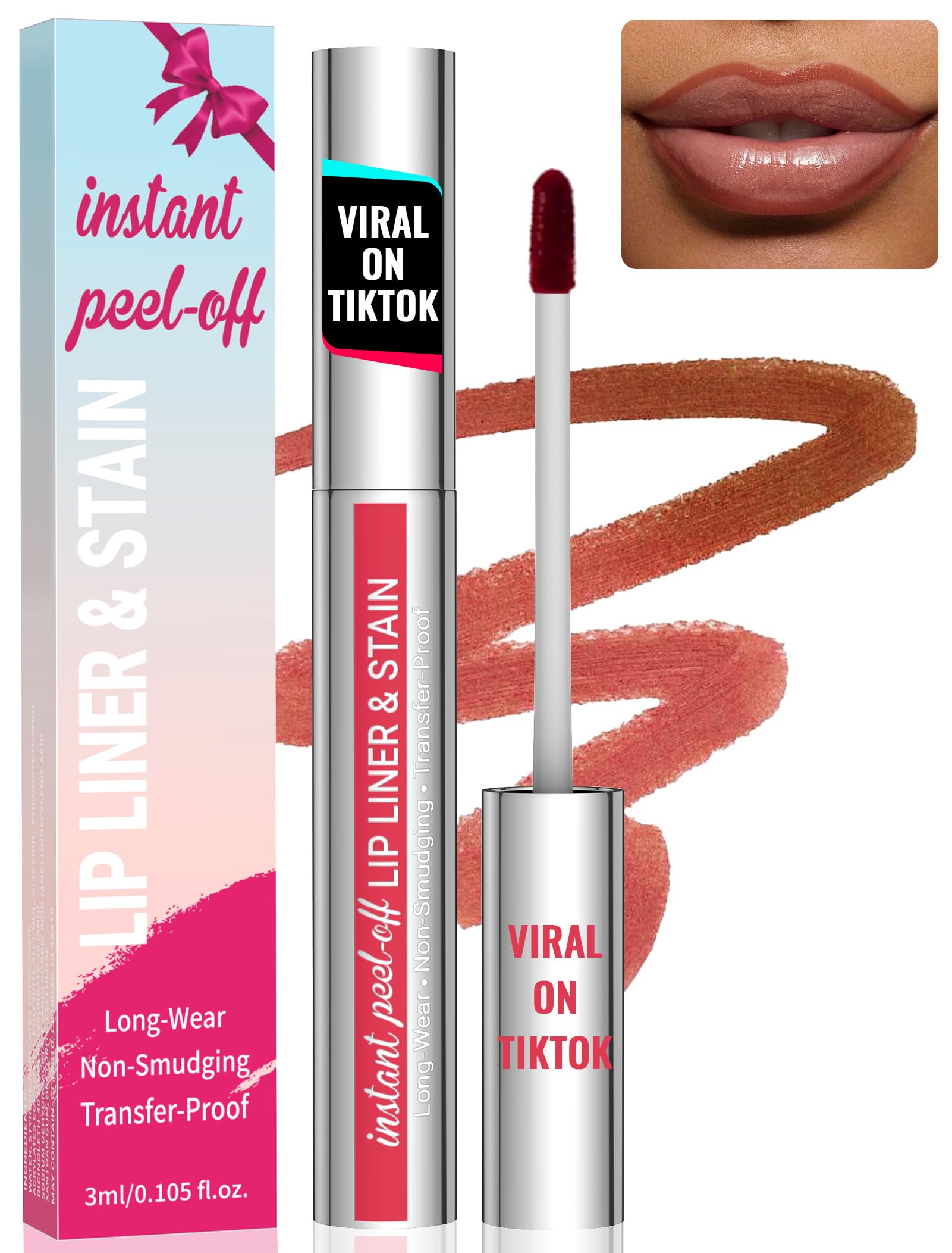 iMethod Lip Stain - Long Lasting Waterproof Lip Liner & Peel Off Lip Stain, Highly Pigmented Transfer-Proof Formula, Natural Cocoa Color for All-Day Wear | Perfect for Daily Makeup, Parties, and Special Occasions
