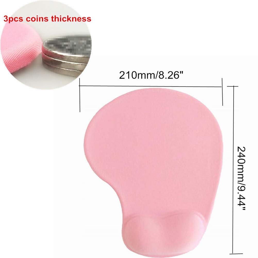 Ergonomic Gel Wrist Support Mouse Pad with Memory Foam - Non-Slip Rubber Base Gaming & Office Mousepad - Premium Textured Surface for Laptop & Desktop Computers (Pink) - Perfect for Long Work Hours & Gaming Sessions
