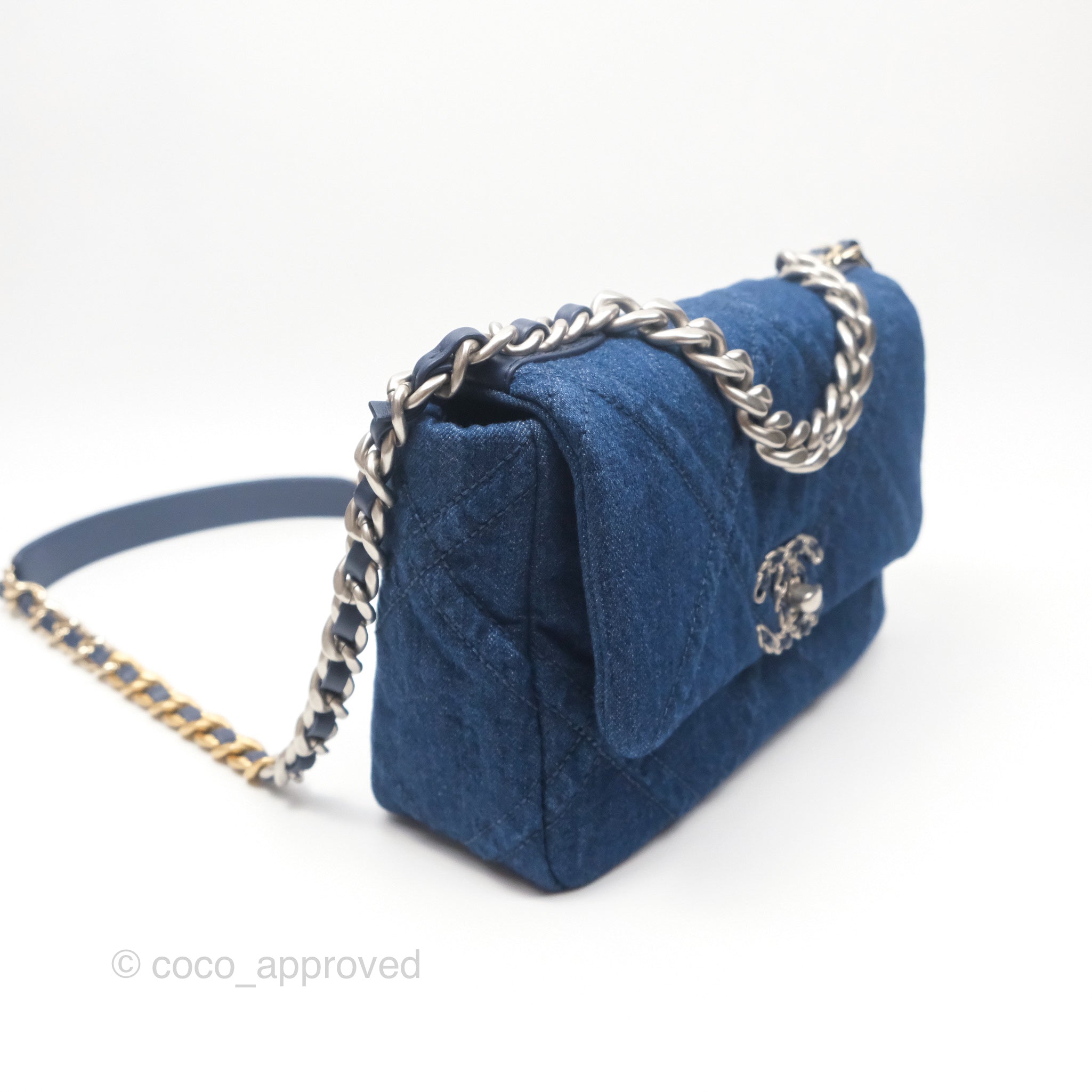 Chanel 19 Small Denim Bag with Mixed Hardware - Luxury Designer Crossbody Bag for Women | Perfect for Date Night, Office & Travel