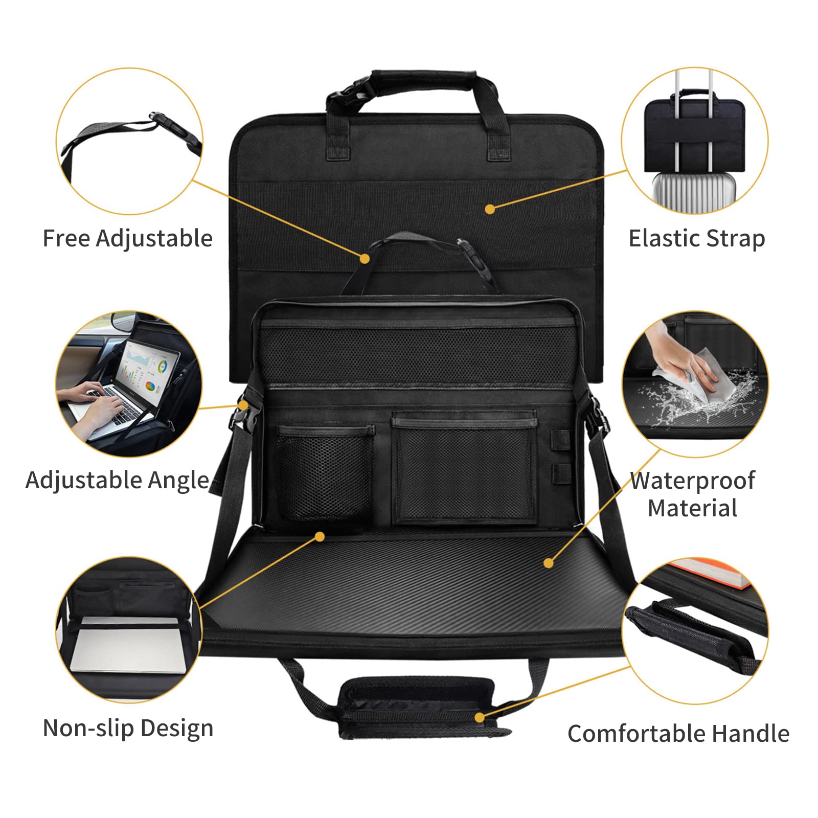 Matybobe 3-in-1 Auto Steering Wheel Desk - Foldable Car Laptop Tray, Backseat Organizer & Tablet Holder for Eating, Working & Road Trips | Perfect for Commuters, Delivery Drivers & Family Travel