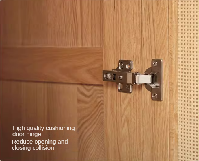 Oak Solid Wood Modular Wardrobe with Rattan Doors - Customizable Closet Storage for Bedroom & Living Room Organization