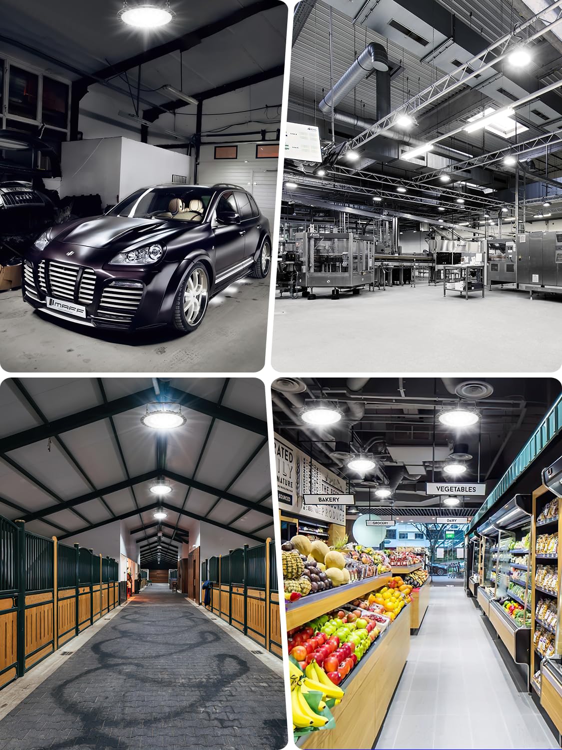 200W UFO LED High Bay Lights 5-Pack - 20,000LM Super Bright 6500K Daylight White - IP65 Waterproof Industrial Lighting for Warehouse, Workshop, Factory - Energy Saving Durable LED Shop Lights for Commercial & Industrial Spaces