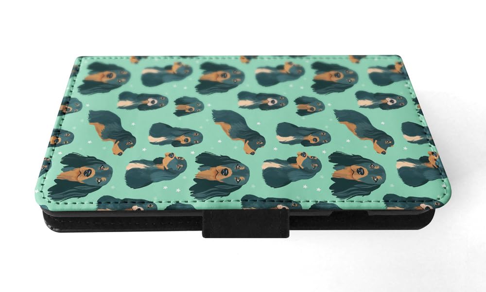Stylish Faux Leather Flip Wallet Phone Case for Apple iPhone 14 Pro - Cute Gordon Setter Puppy Dog Canine Pattern | Perfect for Everyday Use, Travel & Gift Giving