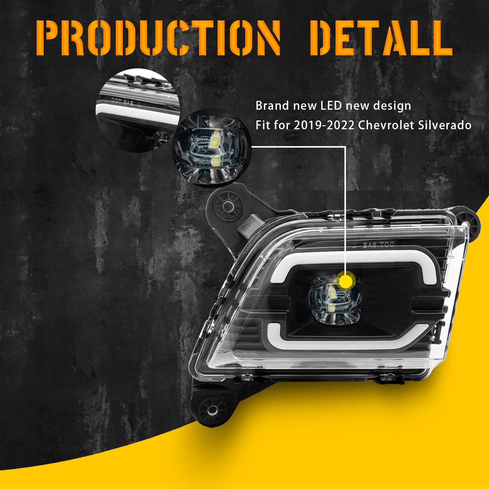 LED DRL Fog Lights for 2020-2023 Chevy Silverado 1500/2500HD/3500HD | Front Bumper Driving Lights with Switch & Wiring Kit | Off-Road & Night Driving Enhancement