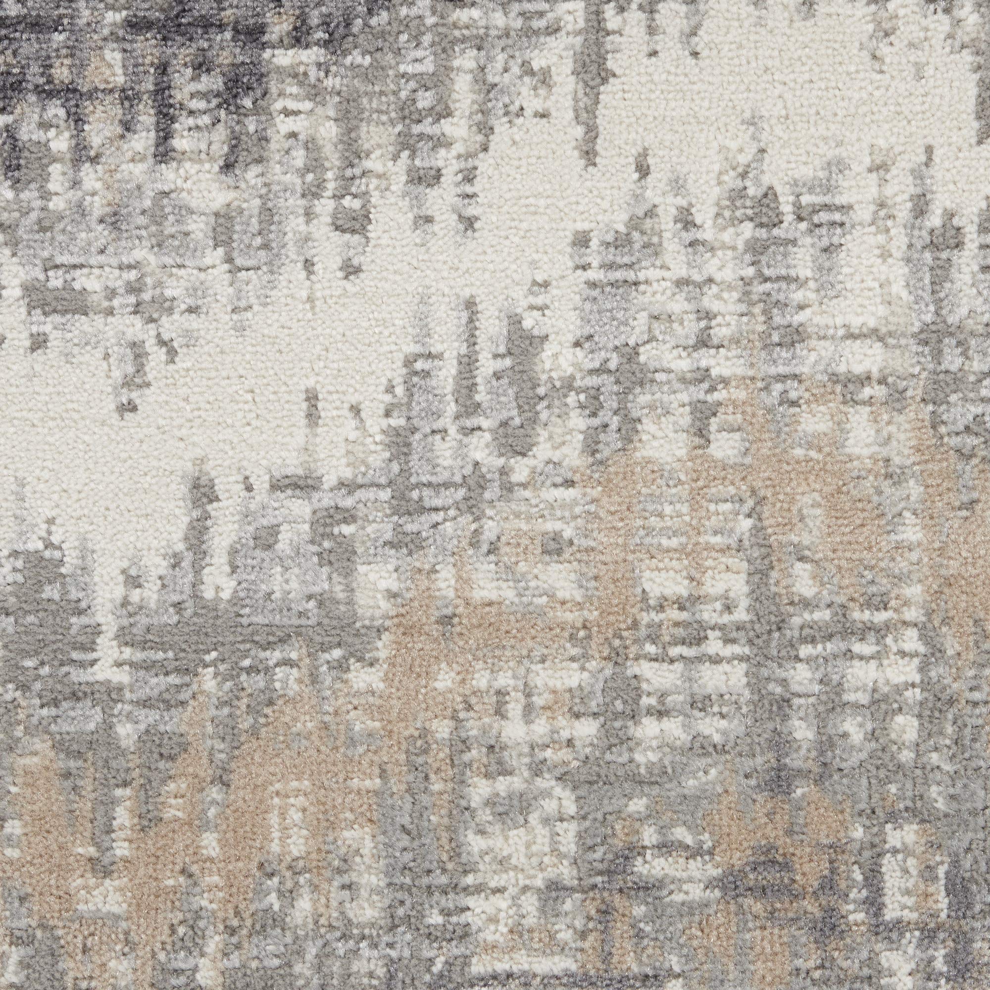 Nourison Elation Abstract Grey Ivory 4' x 6' Area Rug - Easy-Clean, Non-Shedding, Stain Resistant - Perfect for Bedroom, Living Room, Dining Room & Kitchen Decor (4x6)