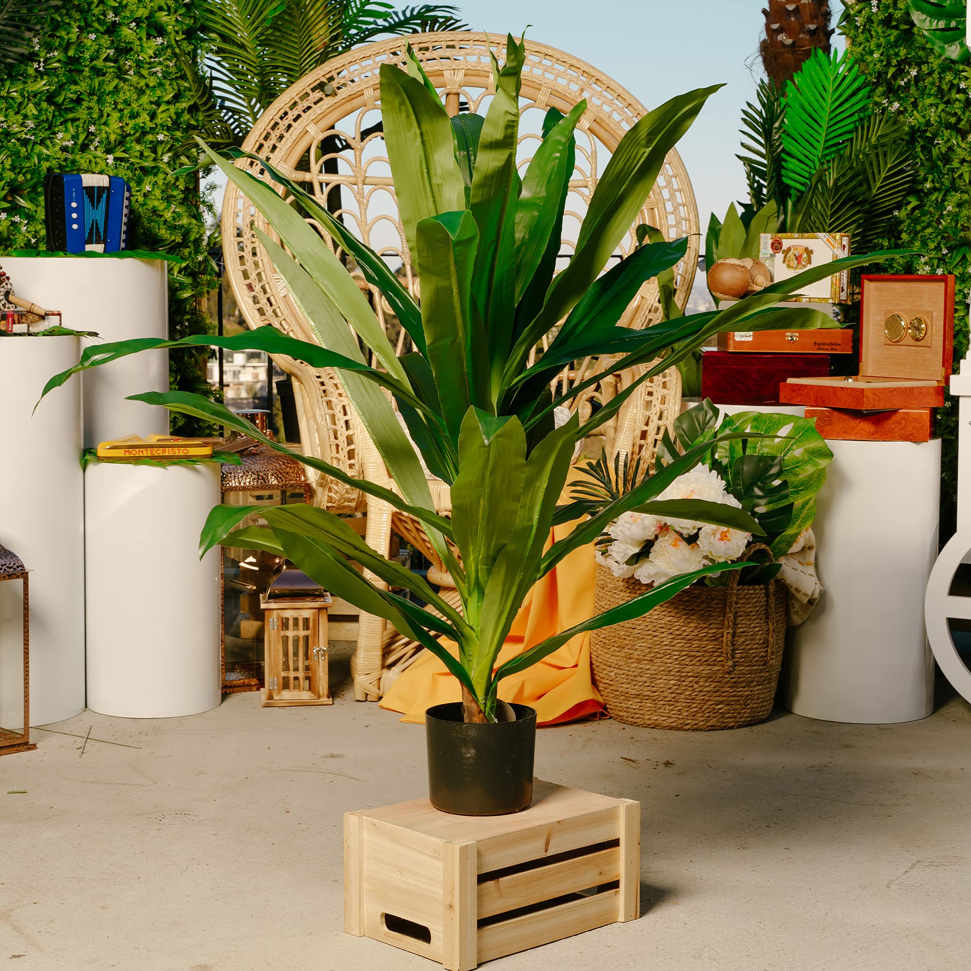 Premium Artificial Spathiphyllum Peace Lily Plant in Pot - Realistic Faux Tropical Houseplant for Home & Office Decor - Perfect Housewarming Gift (22
