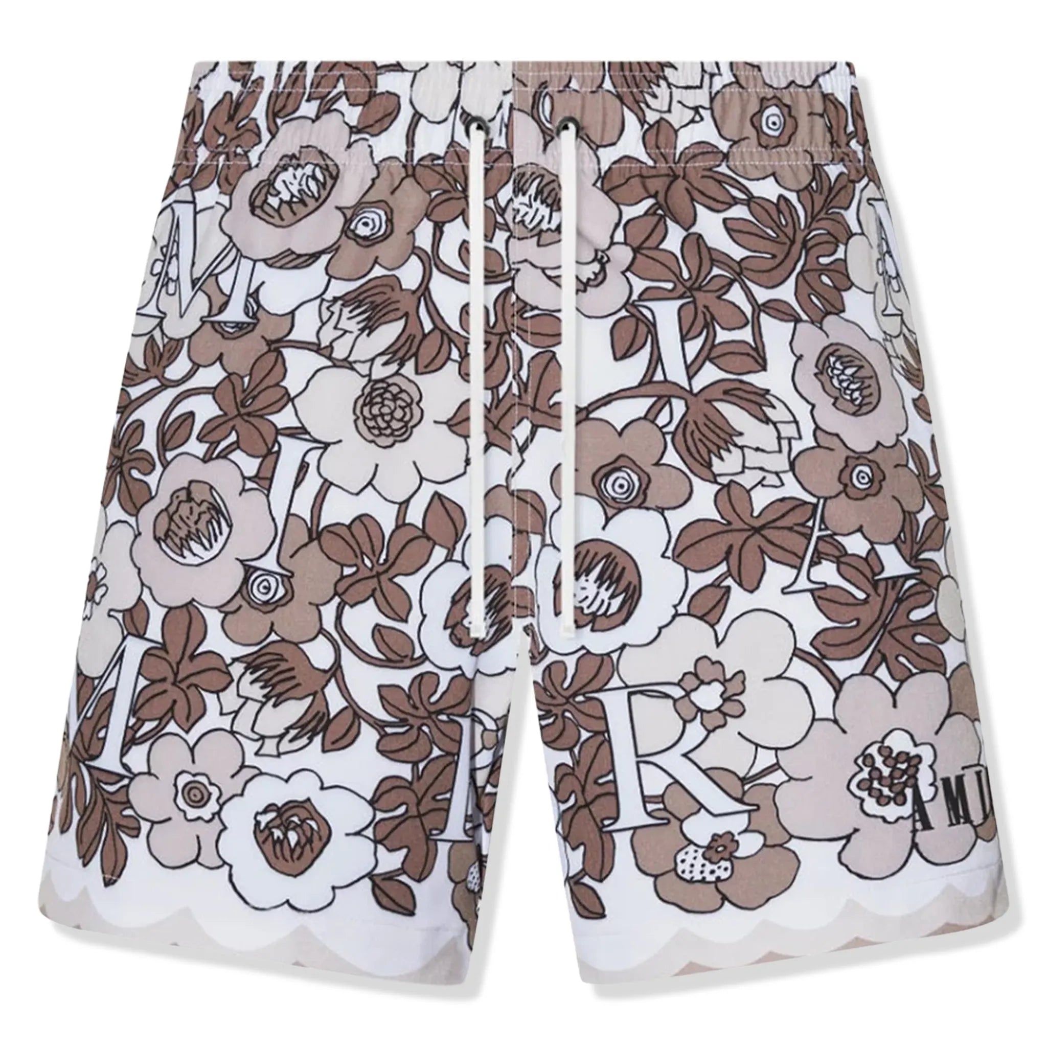 Amiri Grey Flower Print Swim Shorts for Men - Stylish Beachwear for Swimming, Vacation & Summer Outfits