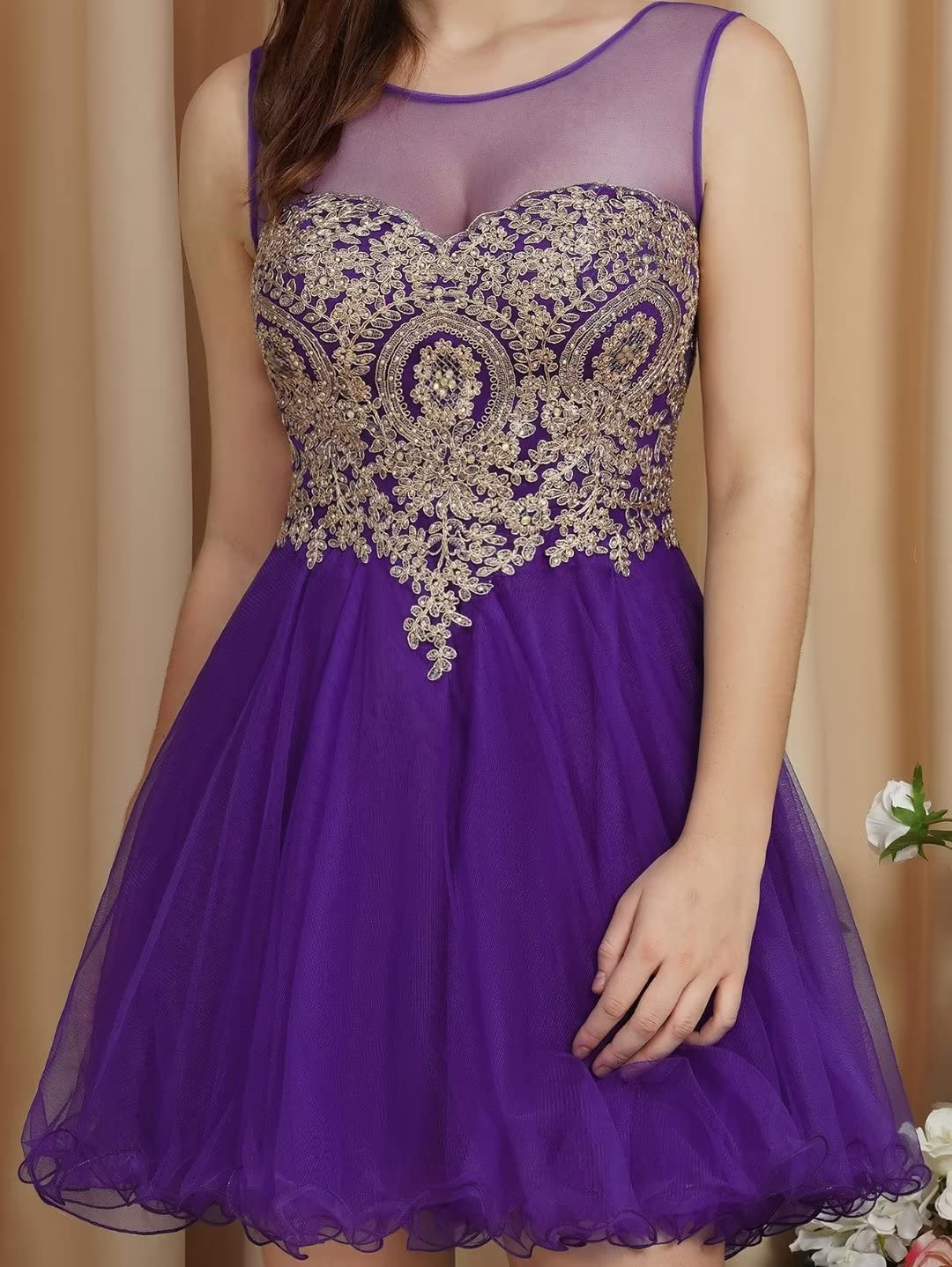 MisShow 2024 Women's Crystal Embellished Cocktail Dress - Elegant Short Prom & Homecoming Party Gown with Applique Details | Perfect for Evening Events, Wedding Guest Outfits & Special Occasions