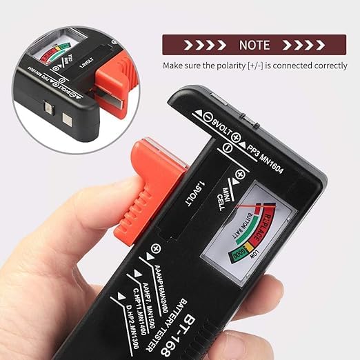 KISUASHI Universal Battery Tester - AA AAA C D 9V 1.5V Button Cell Voltage Checker, Household Battery Power Measuring Tool for Home, Office, and Emergency Kits