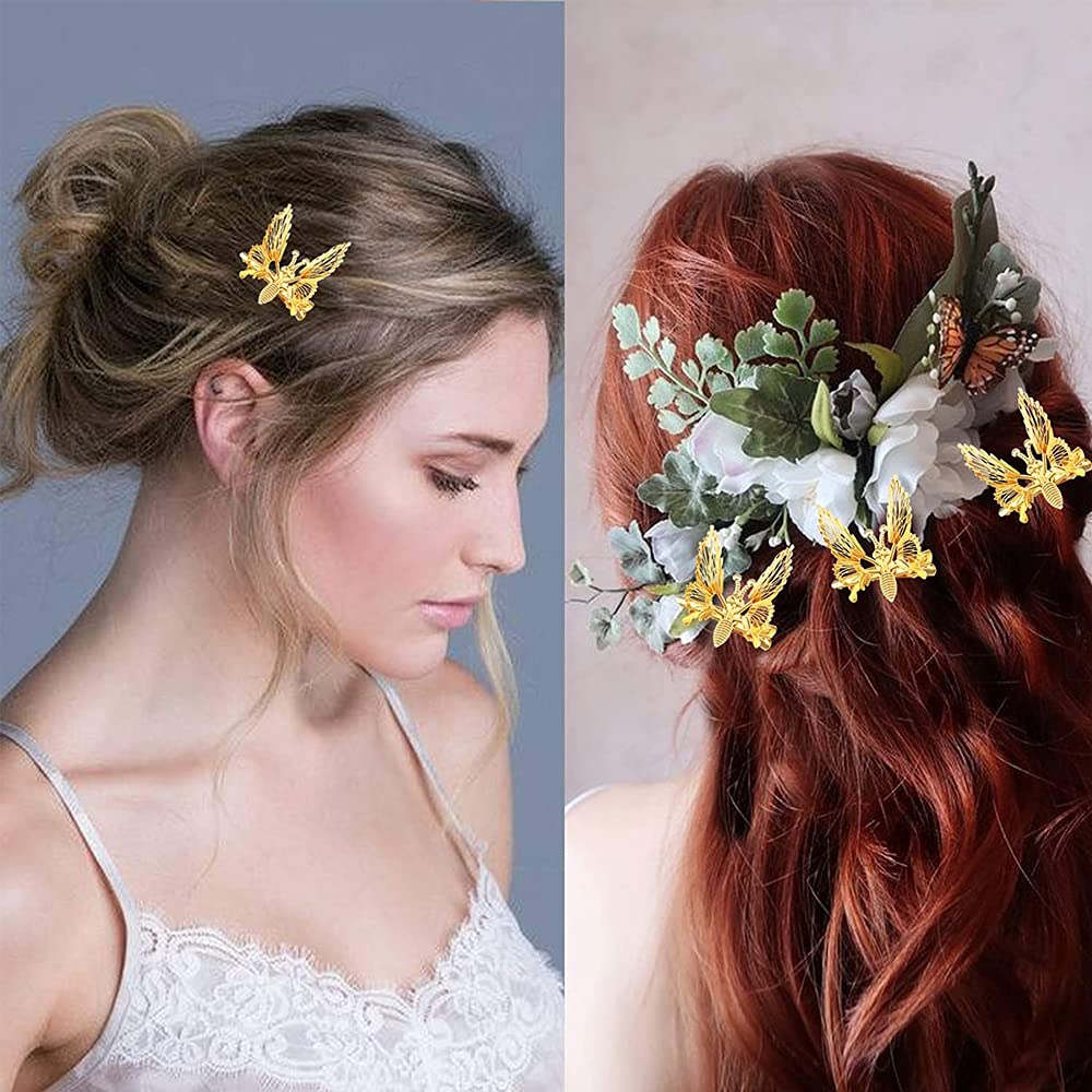 Sparkly Butterfly Hair Clips with Moving Wings - 6pcs Creative Metal Hair Accessories for Women & Girls | Perfect for Parties, Weddings & Everyday Styling