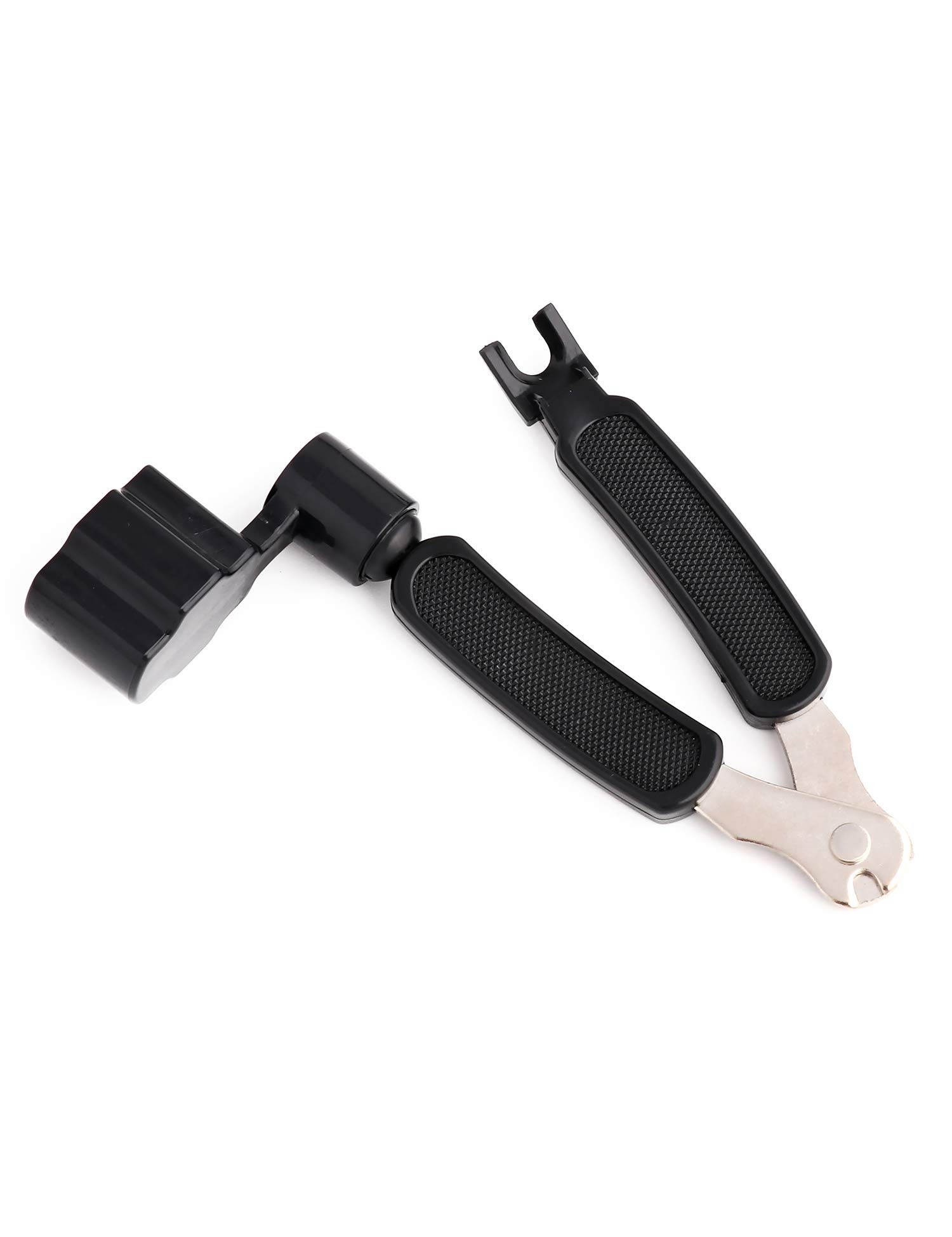 Premium Guitar String Winder & Bridge Pin Puller - 6-in-1 Tool with String Cutter for Acoustic/Electric Guitar, Bass, Banjo, Ukulele, Mandolin - Professional String Changing & Maintenance for Musicians & Luthiers (Black)