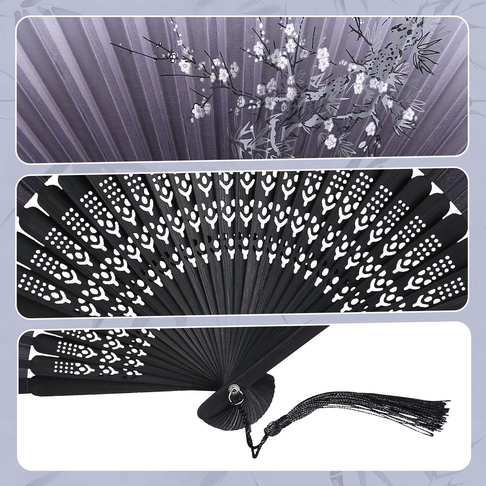GWHOLE 4-Piece Folding Hand Fan Set - Elegant Silk & Bamboo Fans for Weddings, Parties, Performances & Home Decor - Perfect for Bridal Shower, Dance Props, and Cultural Events