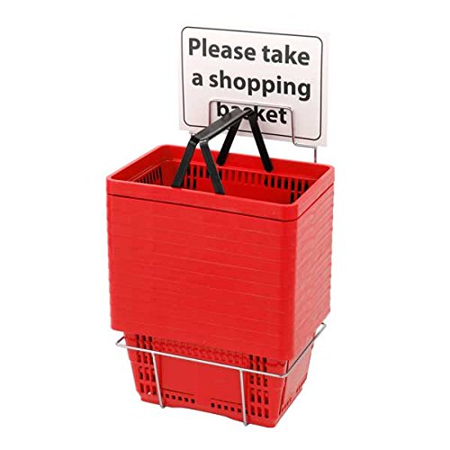 12 Pack Red Shopping Baskets with Stand - 16
