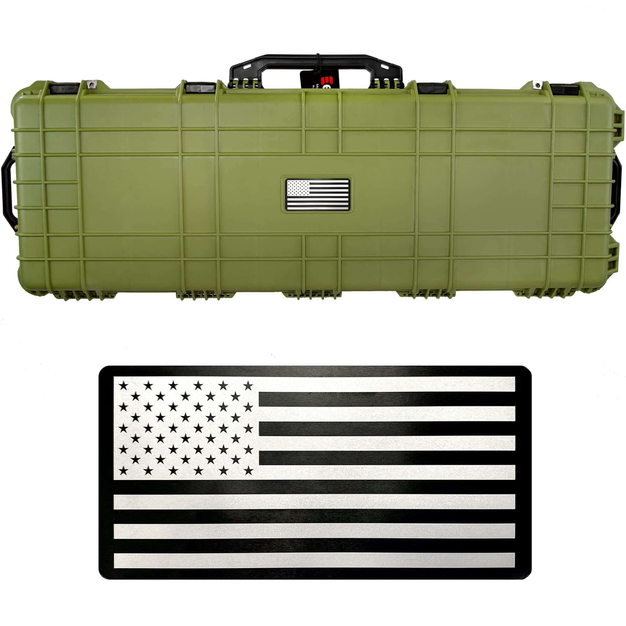 Eylar USA Flag Roller Rifle Hard Case with Foam - Waterproof & Crushproof Gun Case for 2 Rifles (TSA Approved) - Perfect for Air Travel, Hunting & Firearm Storage