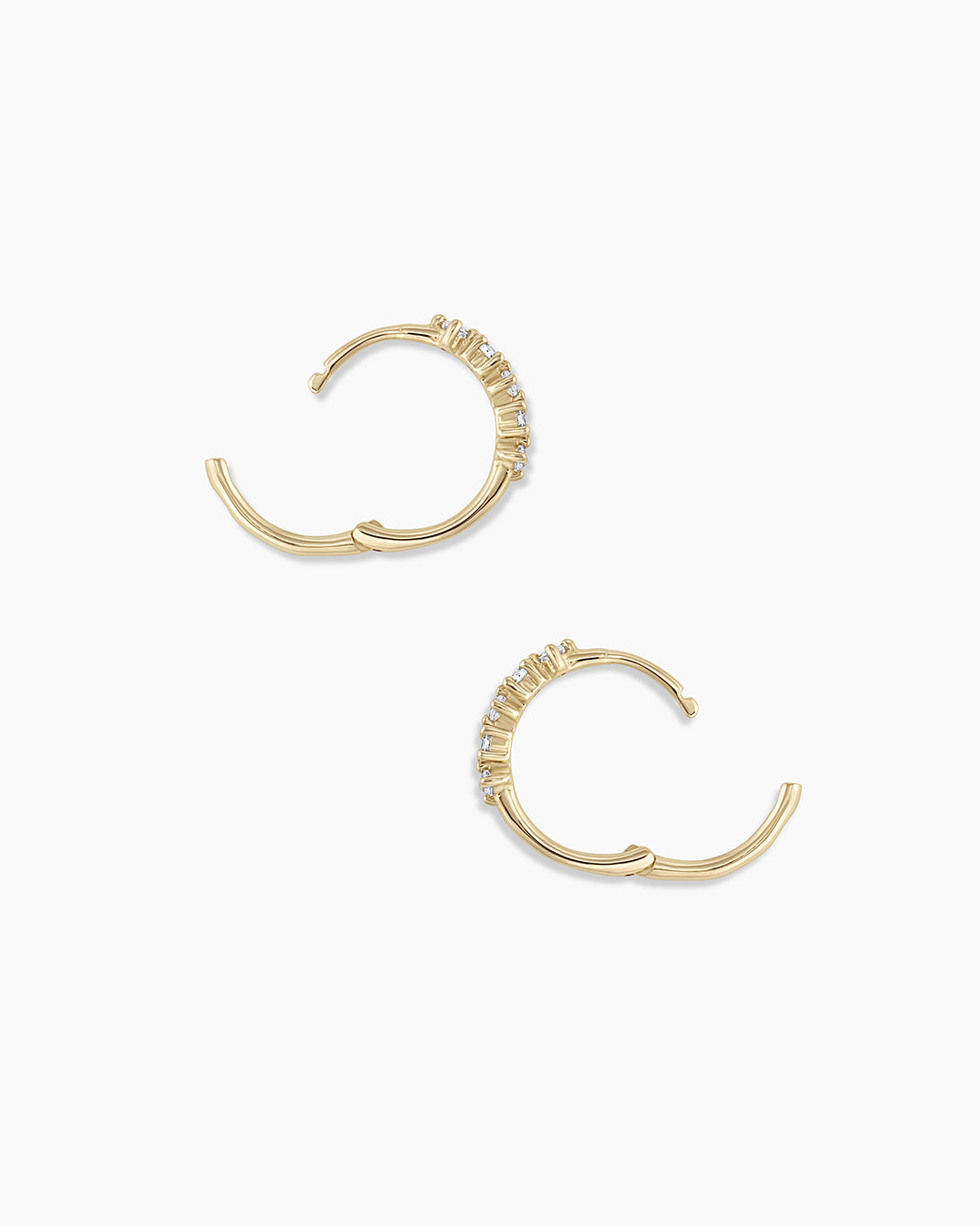 Diamond Row Huggie Earrings - Elegant & Dainty Gold Huggie Hoops for Women | Perfect for Everyday Wear, Parties & Gifts