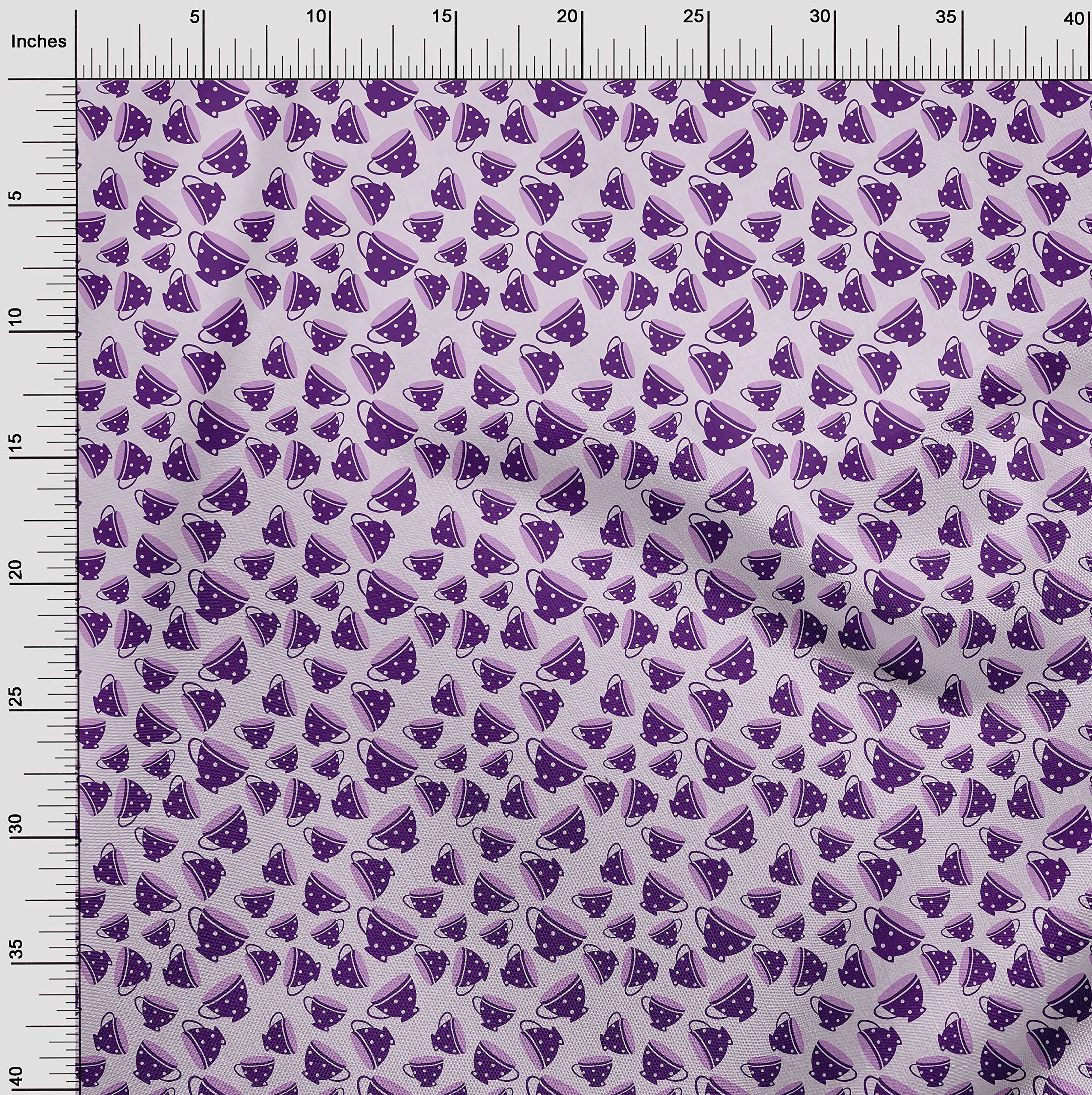 oneOone Rayon Purple Fabric - 56 Inch Wide by The Yard for DIY Sewing, Tea Cups, Utensils & Crafts | Soft Material for Quilting, Apparel & Home Decor Projects