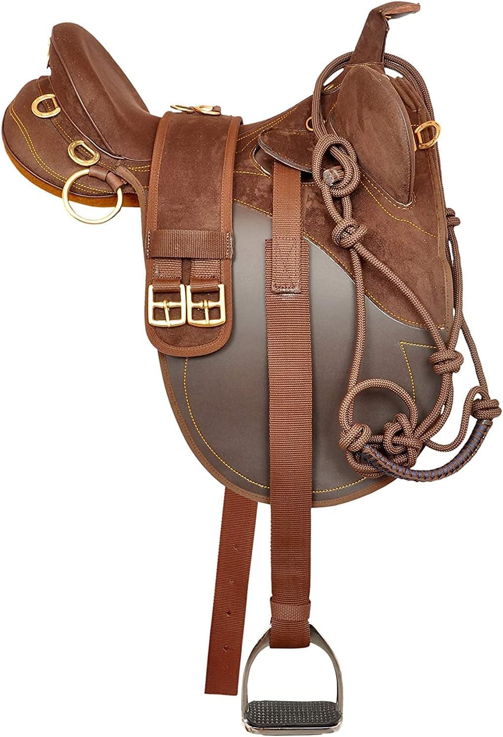 AK International Australian Stock Synthetic Horse Tack Saddle with Horn & Full Accessories - Durable Western Riding Saddle for Trail Riding, Rodeo & Ranch Work [07]