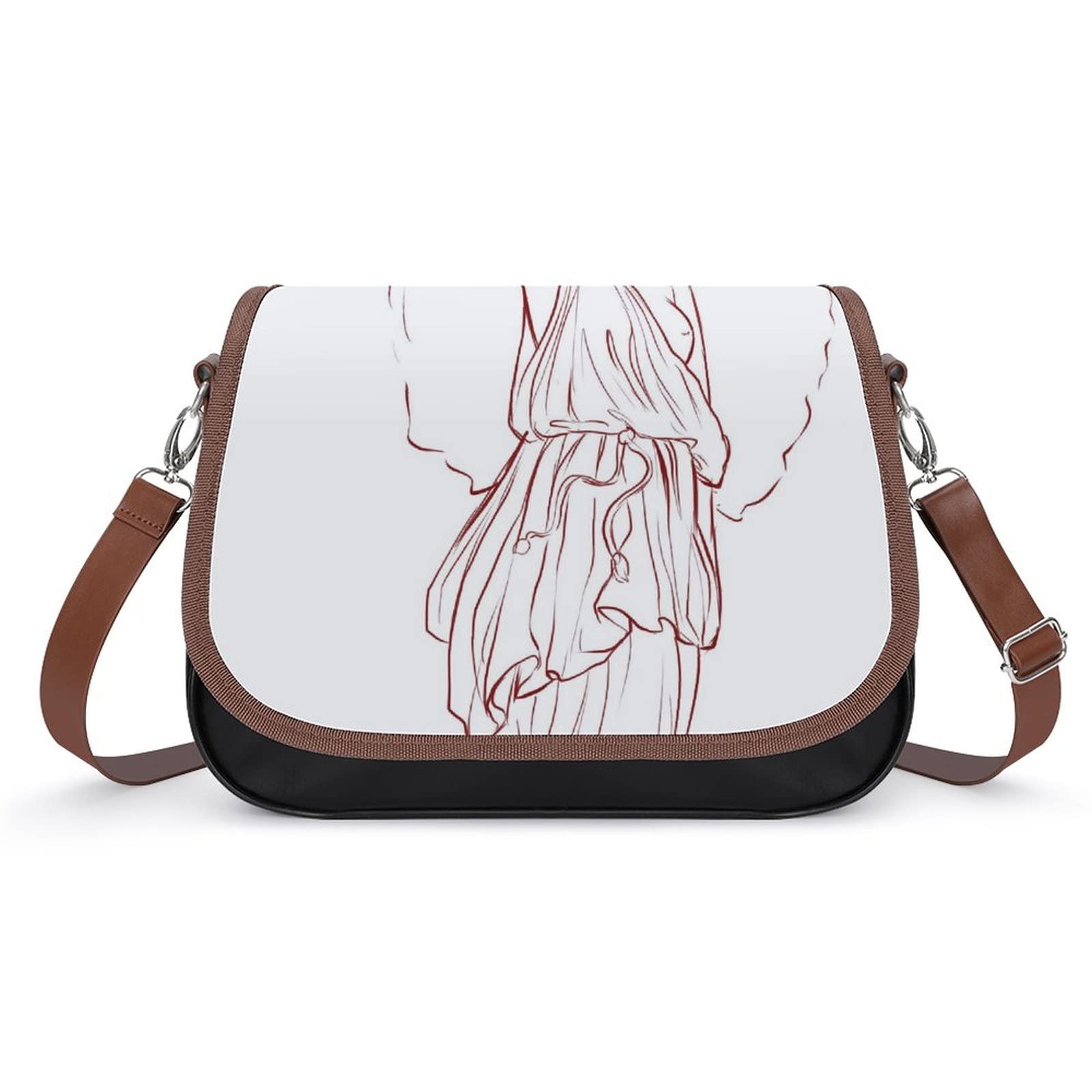 Stylish Women's Leather Crossbody Bag - Printed Casual Shoulder Messenger Purse with Goddess of Peace Design | Perfect for Daily Use, Travel & Shopping