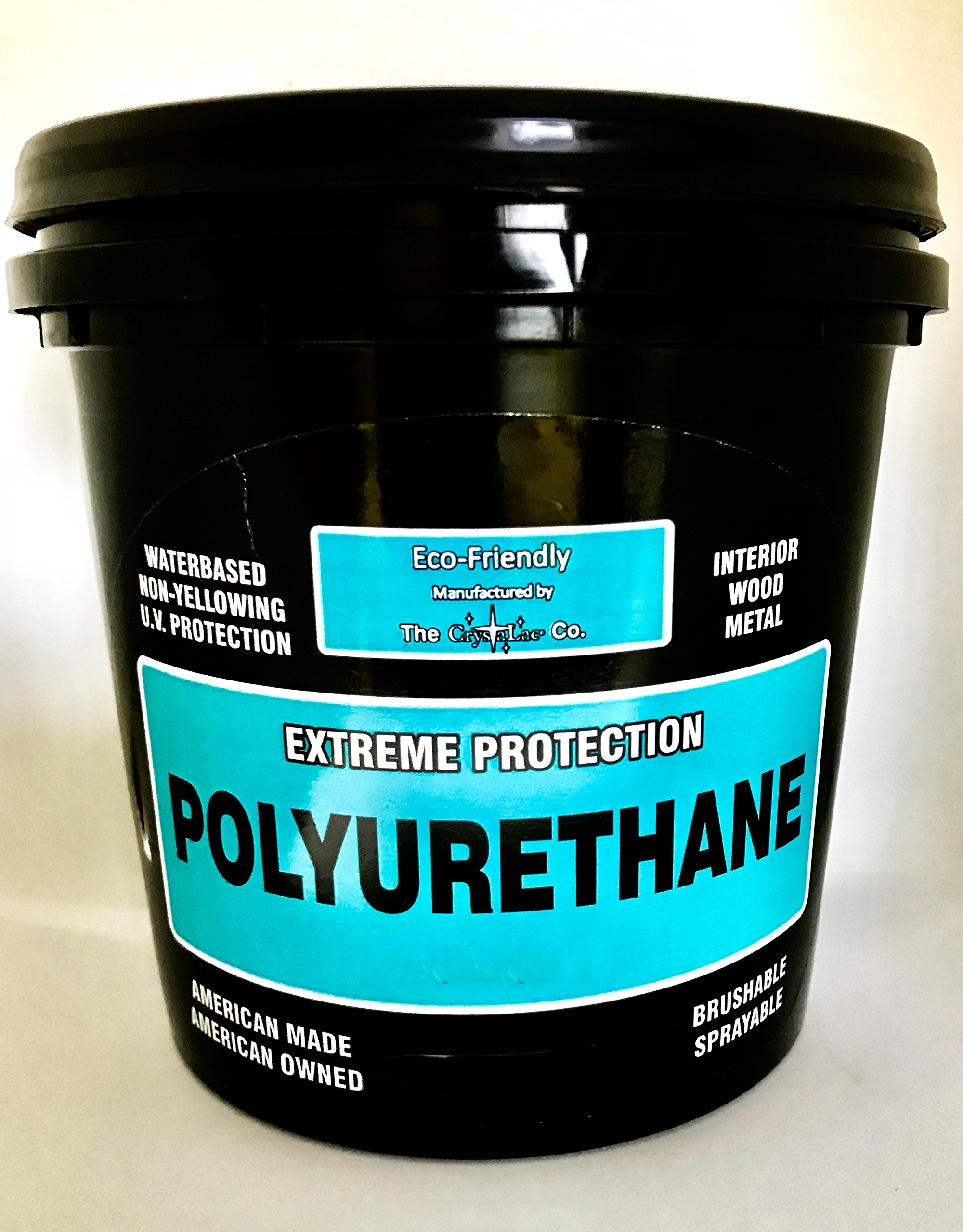 Crystalac Extreme Protection Water Based Polyurethane - Clear Gloss Finish (1 Gallon) | High-Performance Wood Coating for Floors, Furniture & Cabinets