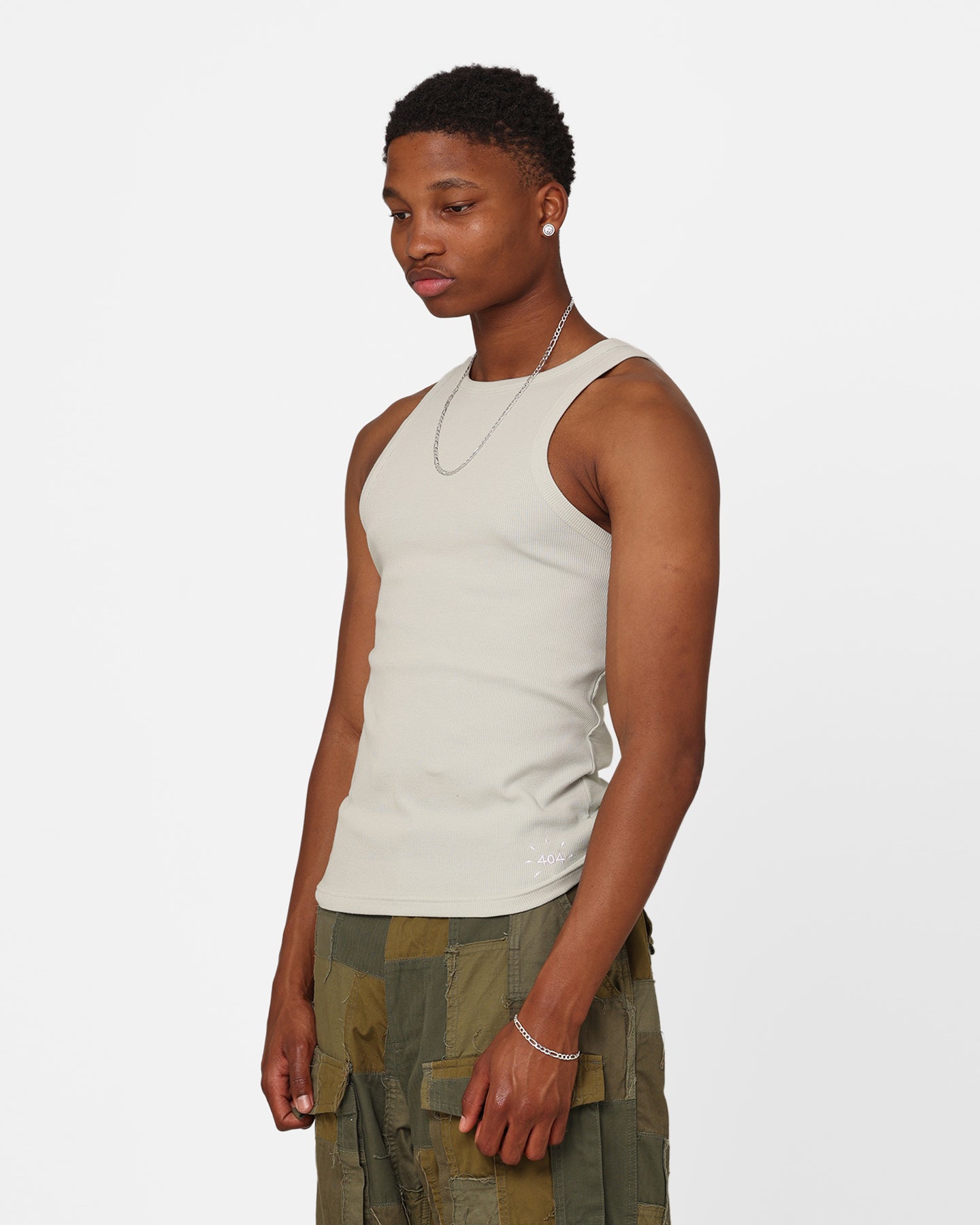 404 Ribbed Singlet Sage - Women's Stretchy Tank Top for Yoga, Gym & Casual Wear