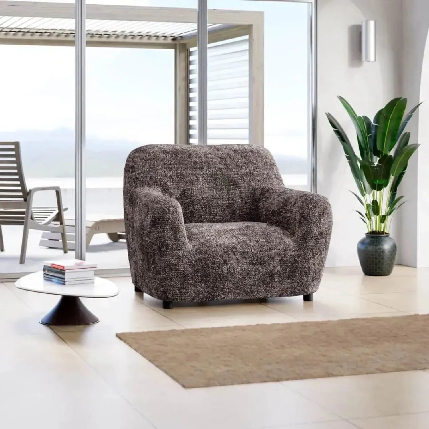 Microfiber Printed Armchair Slipcover - Stretchable Furniture Protector for Living Room, Bedroom & Office - Easy Washable Sofa Cover for Home Decor