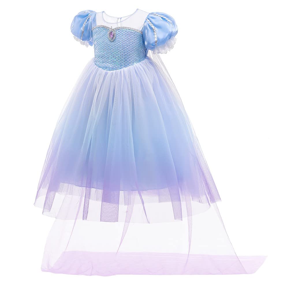 Frozen Elsa Princess Costume for Girls - Elegant Tulle Gown Dress for Halloween, Christmas, Birthday Parties & Pageants | Disney Inspired Fancy Dress Up Outfit