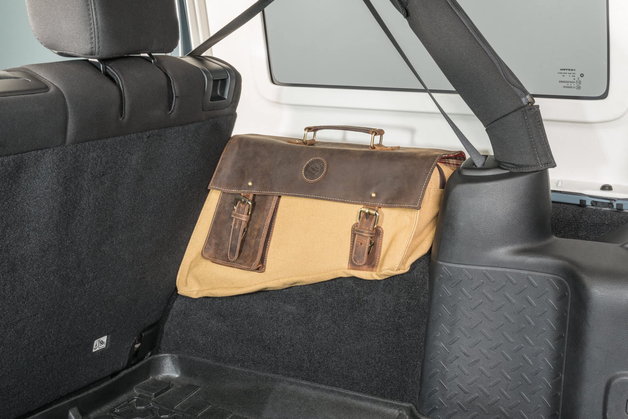 Premium Leather & Canvas Sherpa Saddle Bags (Pair of 2) for Jeep Wrangler JK 2007-2018 - Over Fender Cargo Storage Organizer - Durable Gear & Tools Bag in Tan - Perfect for Off-Road Adventures & Camping Trips