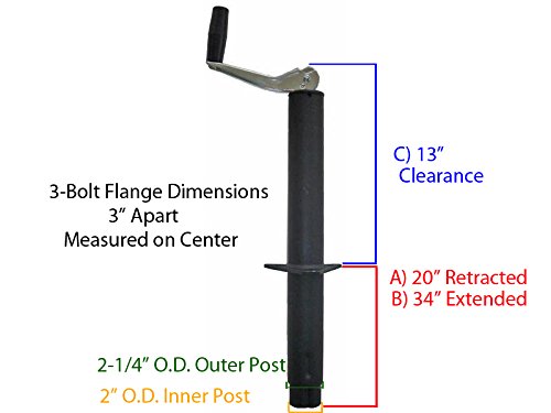 RAM A-Frame Trailer Jack with Heavy-Duty Foot & Mounting Hardware - Ideal for RV, Boat, and Utility Trailers