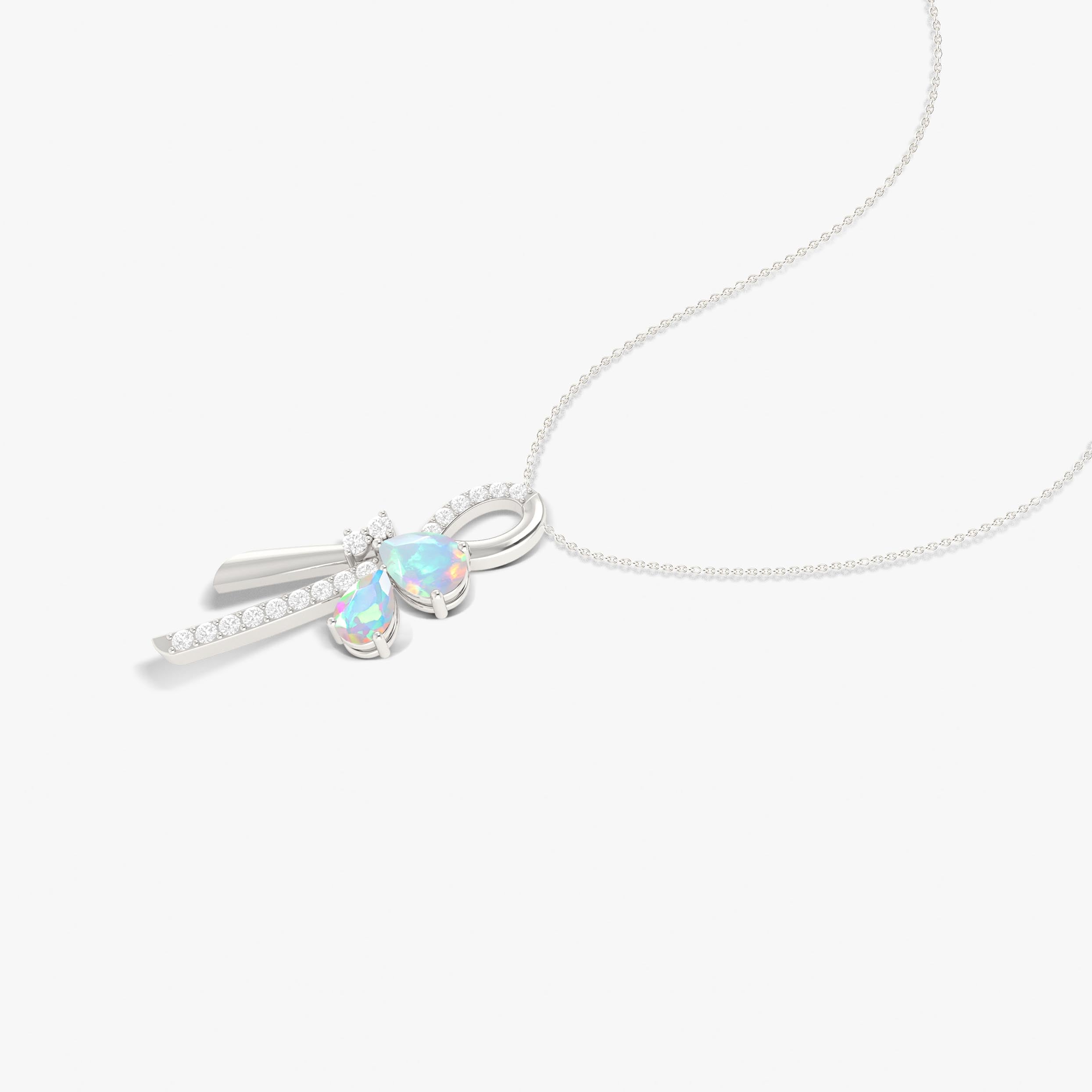 Natural White Opal Knot Charm Pendant Necklace - Elegant Bohemian Jewelry for Women | Perfect for Weddings, Date Nights & Special Occasions
