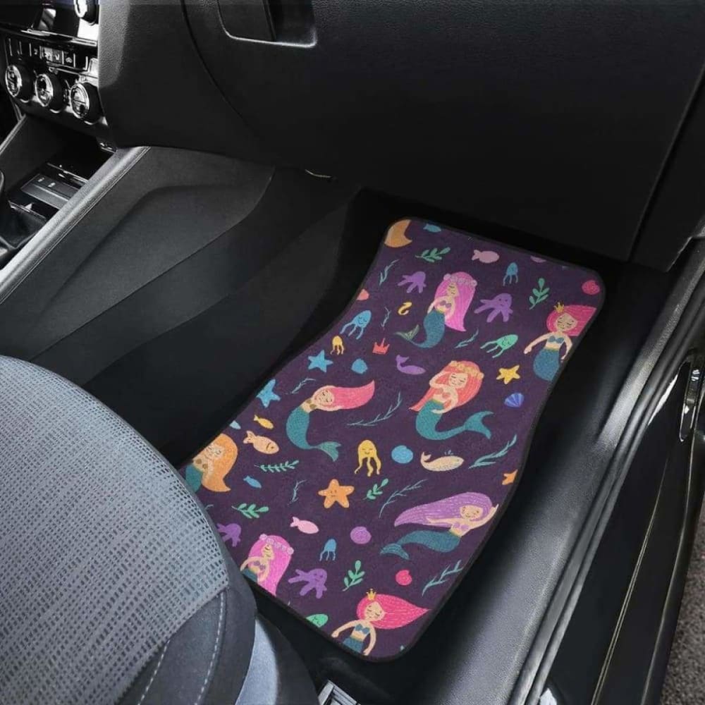 Premium Mermaid & Jellyfish Themed Car Mats - Waterproof Non-Slip Floor Mats for Cars, SUVs & Trucks - Ocean Marine World Design Front & Back Set - Perfect for Beach Lovers & Sea Life Enthusiasts