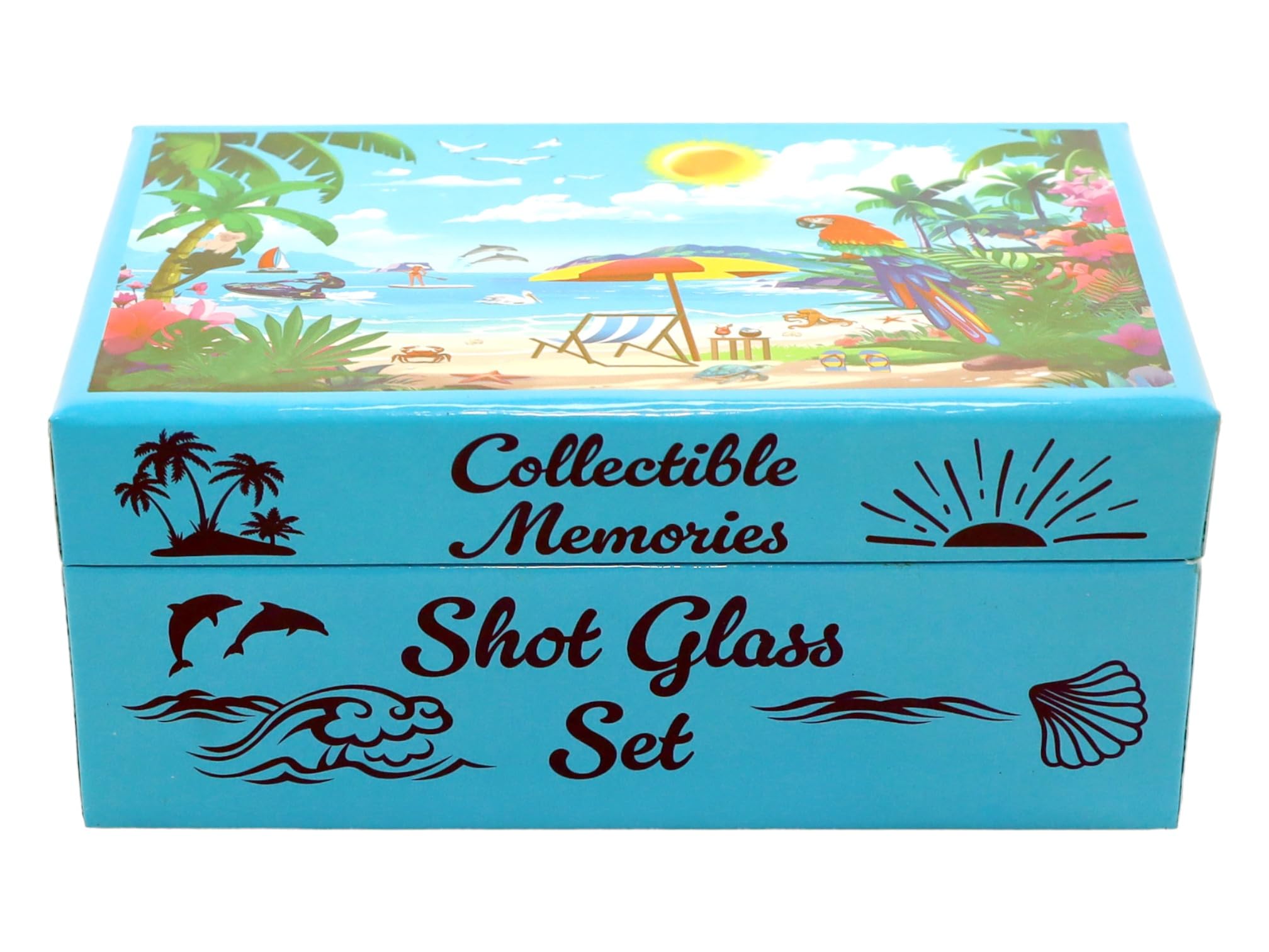 Aruba Caribbean Boxed Shot Glass Set of 2 - Premium Glassware for Tequila, Whiskey & Cocktails - Perfect for Beach Parties, Tropical Themed Events & Home Bar Decor