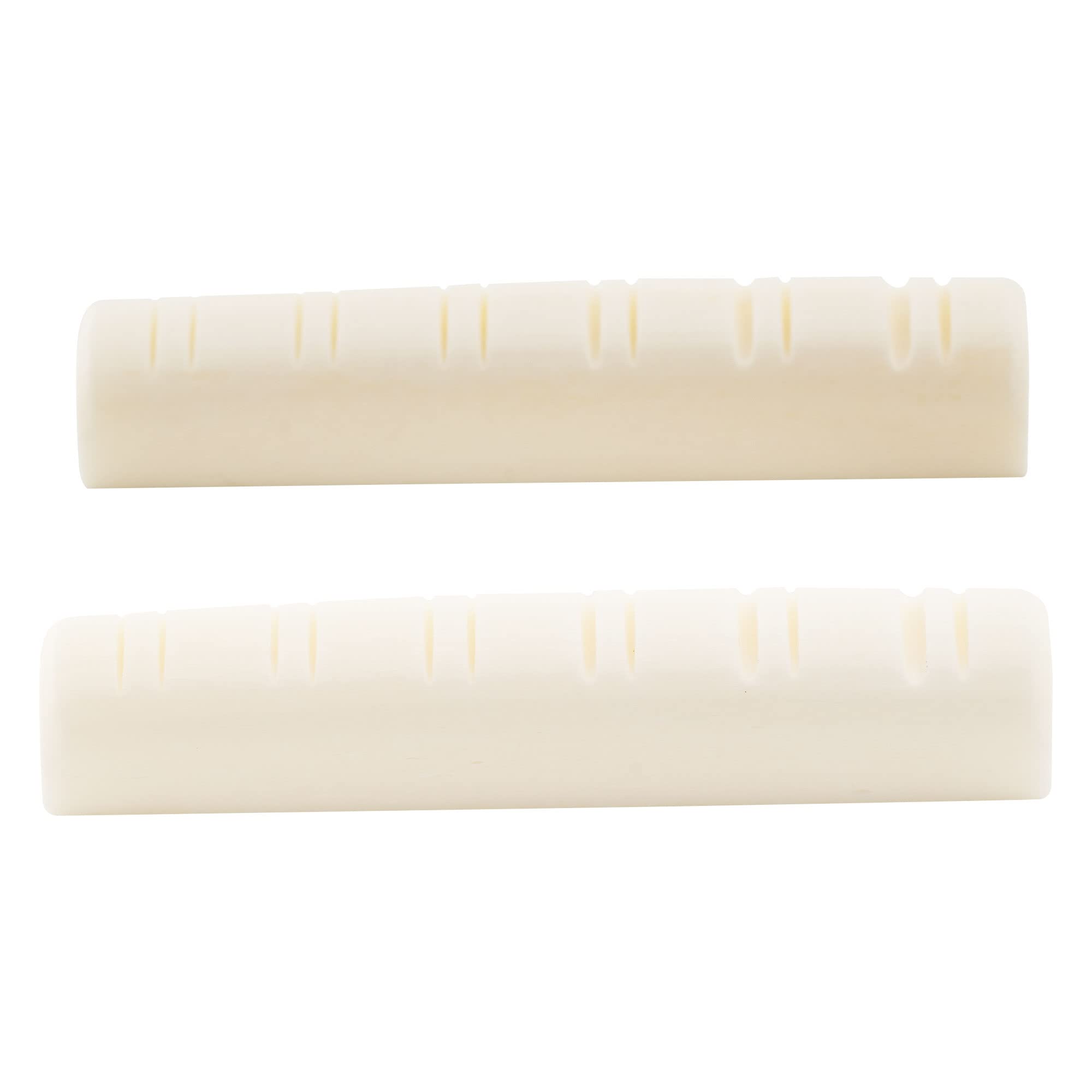 Musiclily 12-String Acoustic Guitar Slotted Bone Nut - 49x6x9.2/8.7mm Buffalo Bone Neck Nut (2-Pack) for Folk & Country Music Performance & Guitar Maintenance