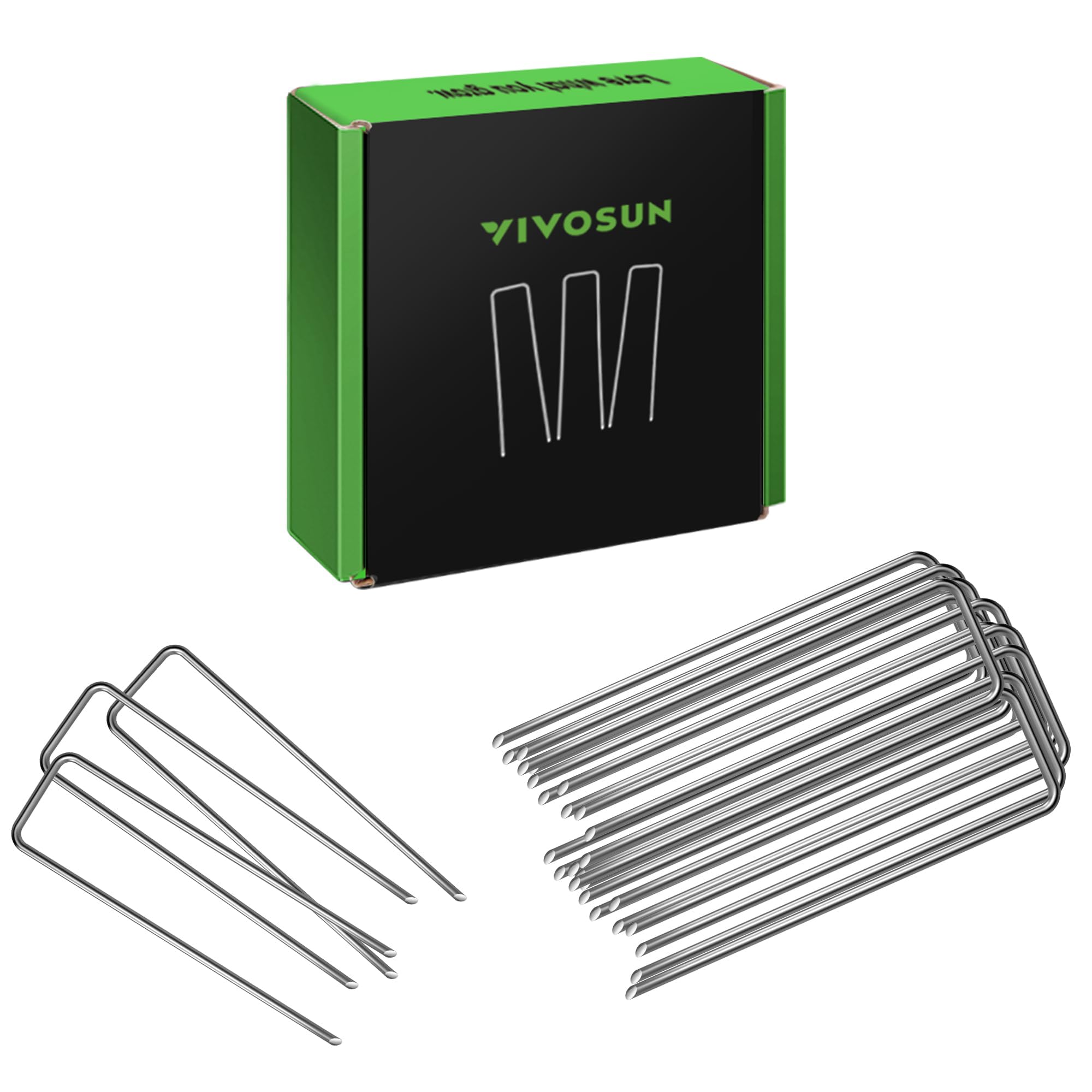 VIVOSUN 6 Inch 100-Pack Heavy Duty Galvanized Steel Landscape Staples - 11 Gauge U-Shaped Garden Pins for Weed Barrier Fabric, Soaker Hose, Fencing, and Ground Cover - Perfect for Lawn, Garden, and Landscaping Projects