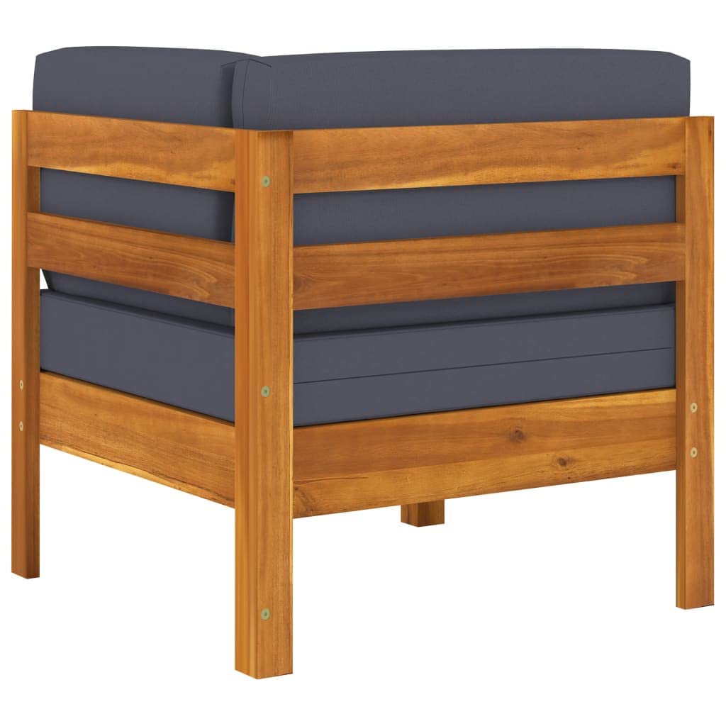 vidaXL 2-Piece Patio Lounge Set with Solid Acacia Wood Frame & Dark Gray Cushions - Includes Corner Sofa and Coffee Table - Outdoor Furniture for Garden, Poolside or Backyard Relaxation