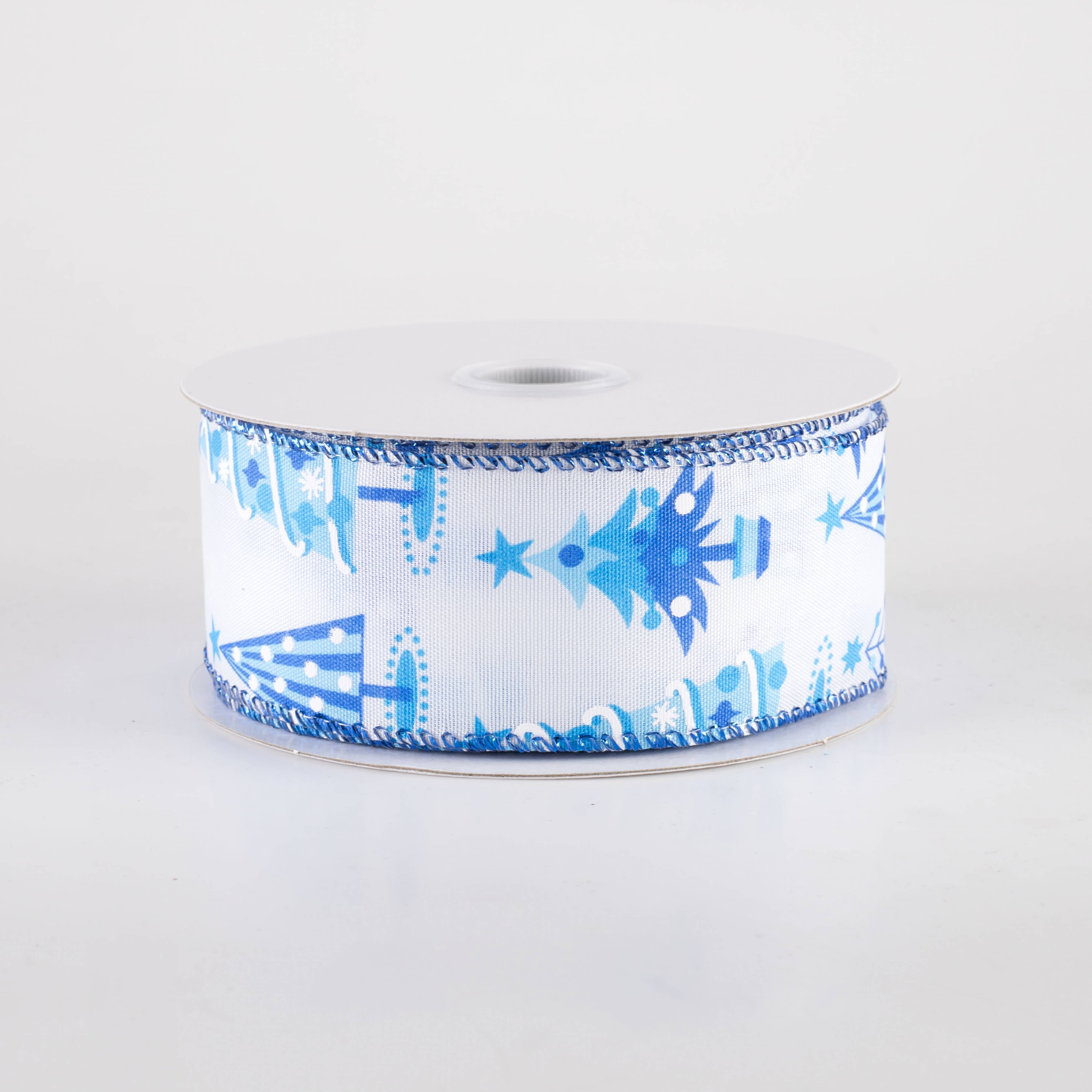 1.5 Inch Wide Christmas Tree Ribbon - Shades of Blue Holiday Decoration Ribbon (10 Yards) for Gift Wrapping, Tree Trimming and Festive Home Decor
