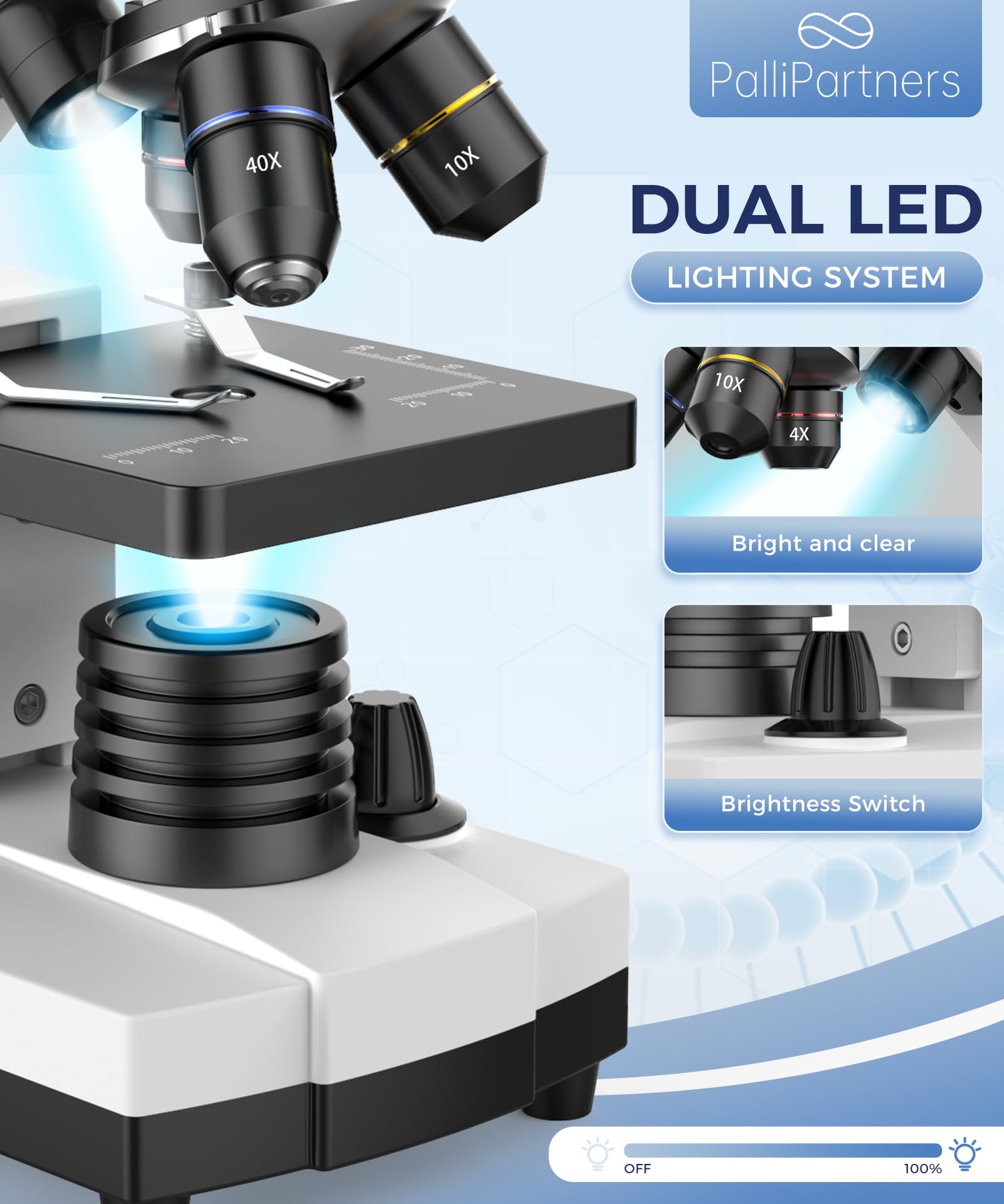 100X-2000X Magnification Microscope for Kids, Students & Adults - Professional Biological Compound Microscope with LED Illumination for School, Lab & Home Science Education | Includes Prepared Slides & Smartphone Adapter (Perfect for Classroom Experiments, Homeschool Learning & Scientific Discovery)