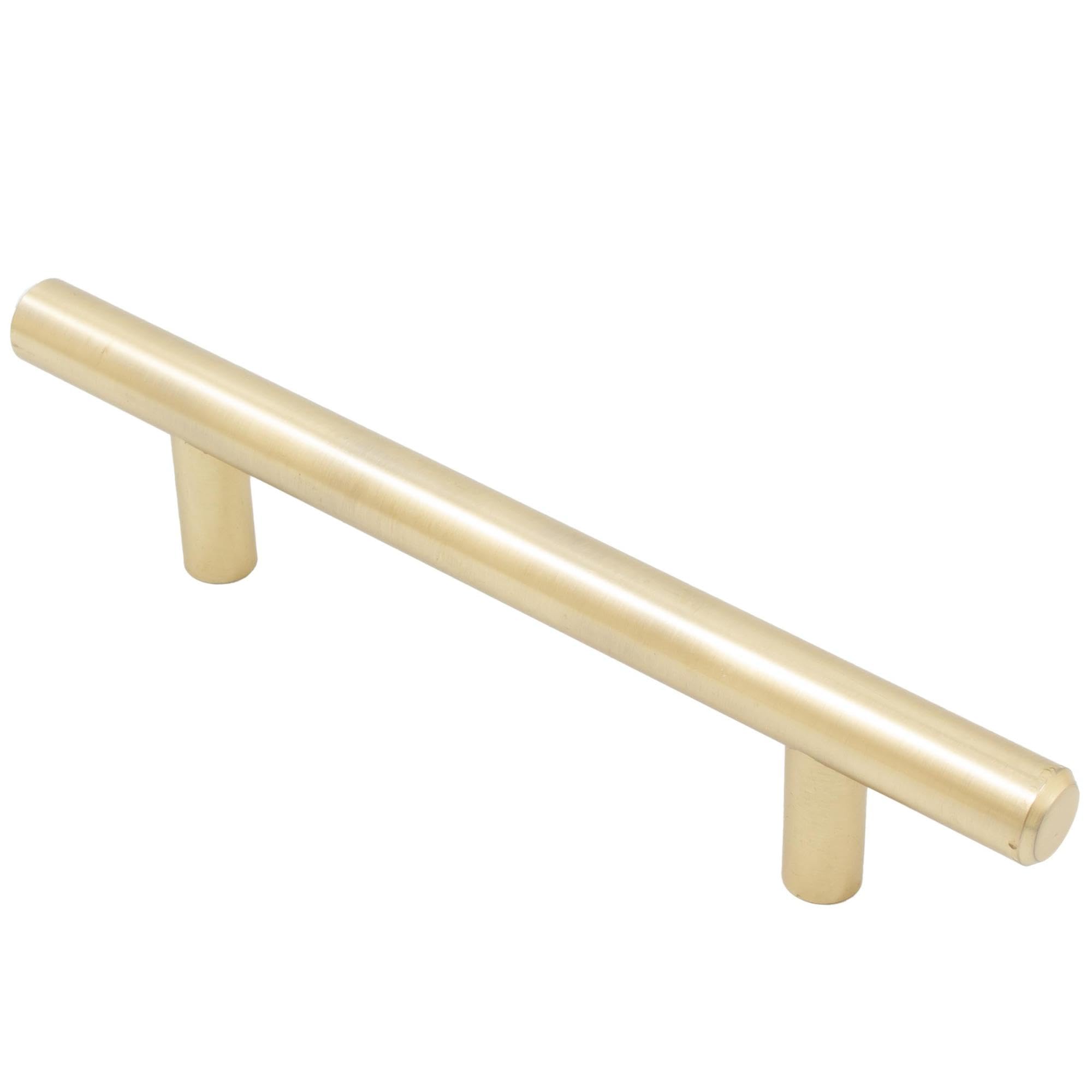 Stone Harbor Hardware Bar Cabinet Pull - 96mm Center to Center, 156mm Overall Length, Satin Brass Finish - Perfect for Kitchen Cabinets, Bathroom Vanities & Furniture Drawers