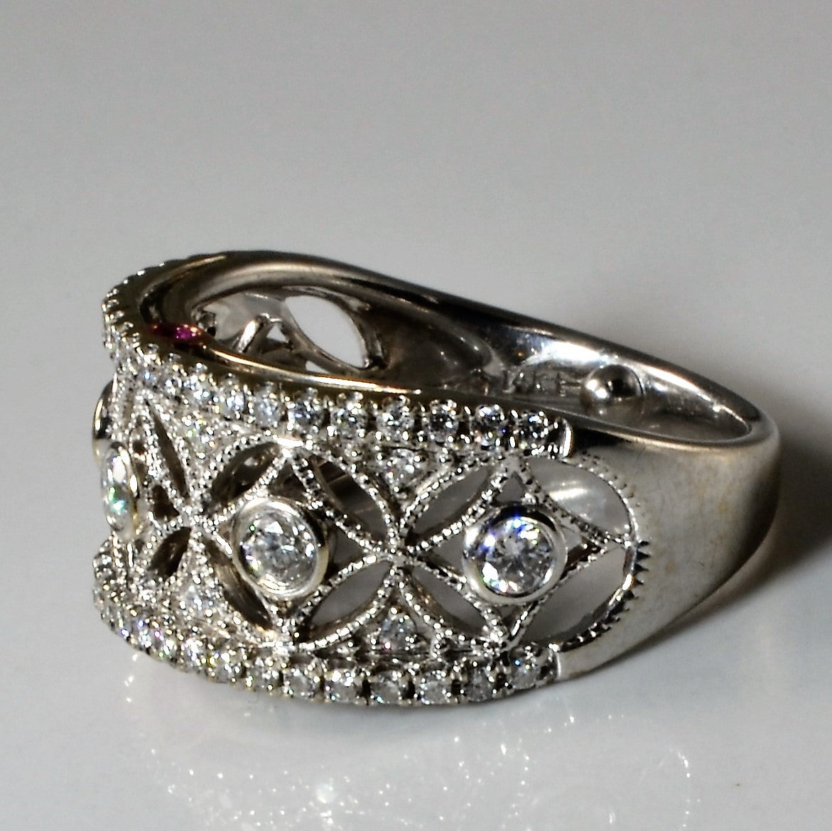 Elegant Filigree Design Diamond Ring | 0.54ctw (0.54 Carat Total Weight) | Size 7 | Perfect for Engagement, Wedding, Anniversary & Special Occasions