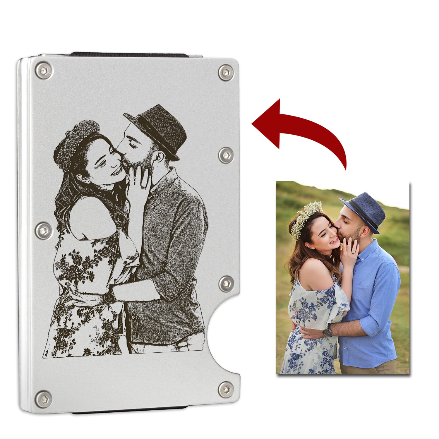 Custom Photo Wallet for Men - Personalized Engraved Aluminum Card Holder & Money Clip - Unique Gift for Husband, Boyfriend, Dad, Son - Perfect for Birthday, Anniversary, Father's Day & Groomsmen Gifts - Ideal for Everyday Carry, Travel & Special Occasions