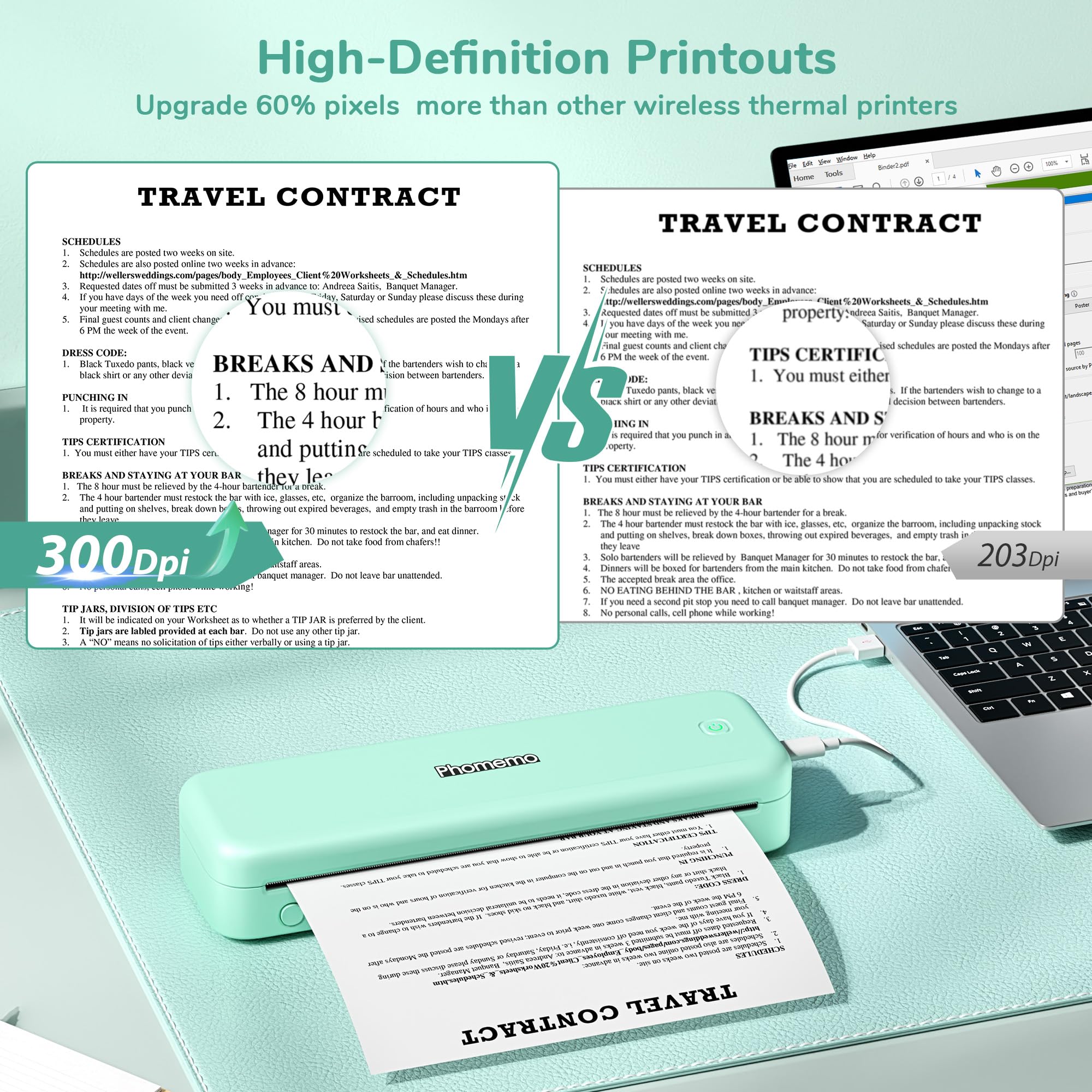 Phomemo M834 Wireless Bluetooth Thermal Printer - Portable Inkless Printer for Travel, Office, School & Home | 8.5