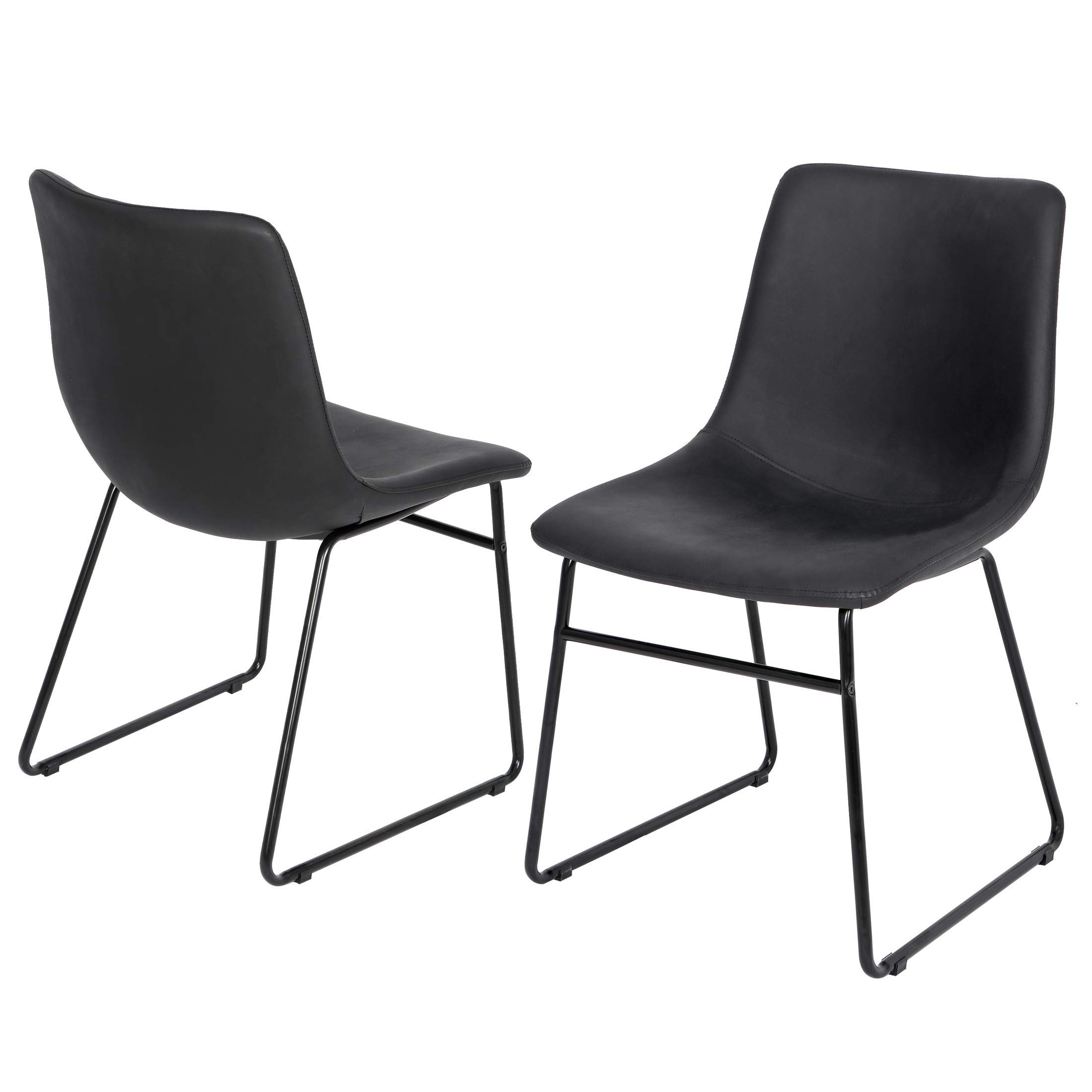 ZENY Set of 2 Modern Upholstered Dining Chairs with Metal Legs - PU Leather Armless Side Chairs for Kitchen, Dining Room, Bedroom & Living Room - Perfect for Small Spaces & Home Decor