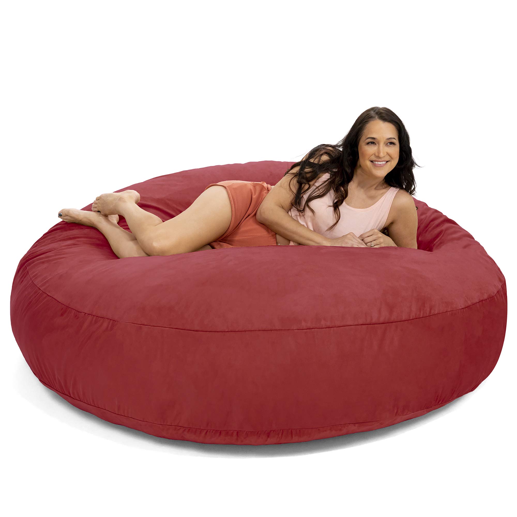 Jaxx 6 Foot Cocoon Large Bean Bag Chair for Adults - Cinnabar Red - Ultra Soft & Comfortable Lounger for Living Room, Bedroom, Game Room & Dorm - Perfect for Relaxing, Reading & Gaming