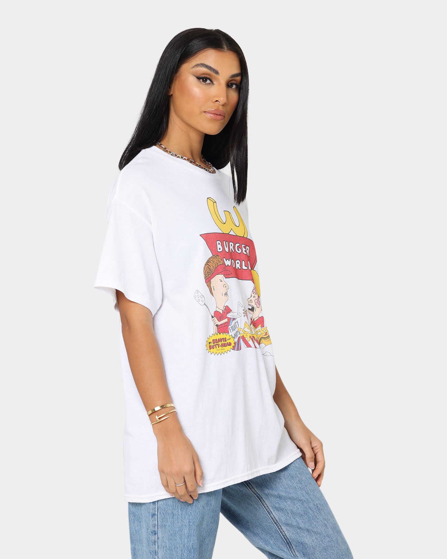 Beavis & Butthead Burger World Graphic T-Shirt - White Cotton Tee for Men & Women - Perfect for Casual Wear, Cosplay & 90s Nostalgia Fans