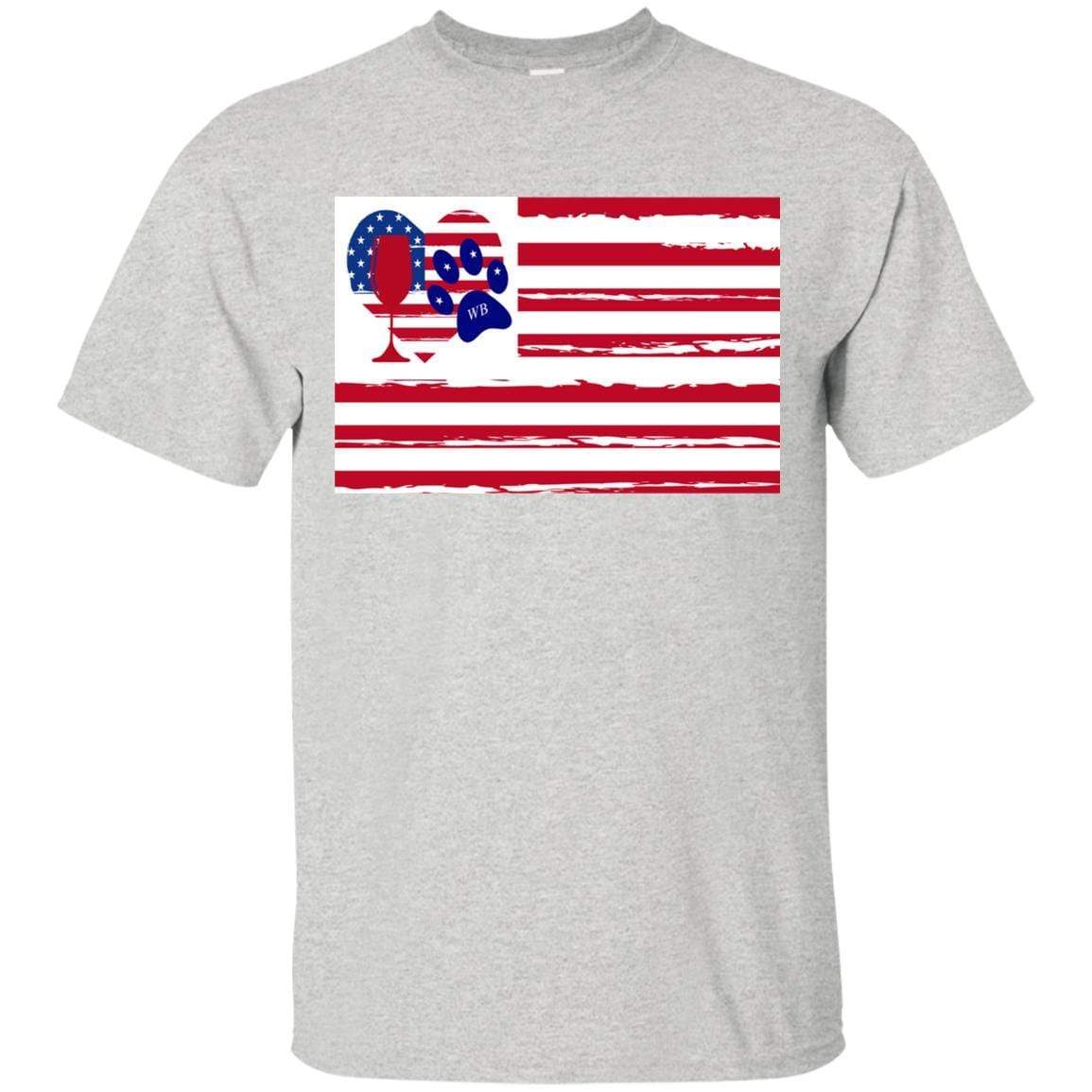 American Flag Wine Paw Heart T-Shirt - Ultra Cotton Comfort for Patriotic Pet Lovers | Perfect for 4th of July, BBQ Parties & Dog-Themed Events