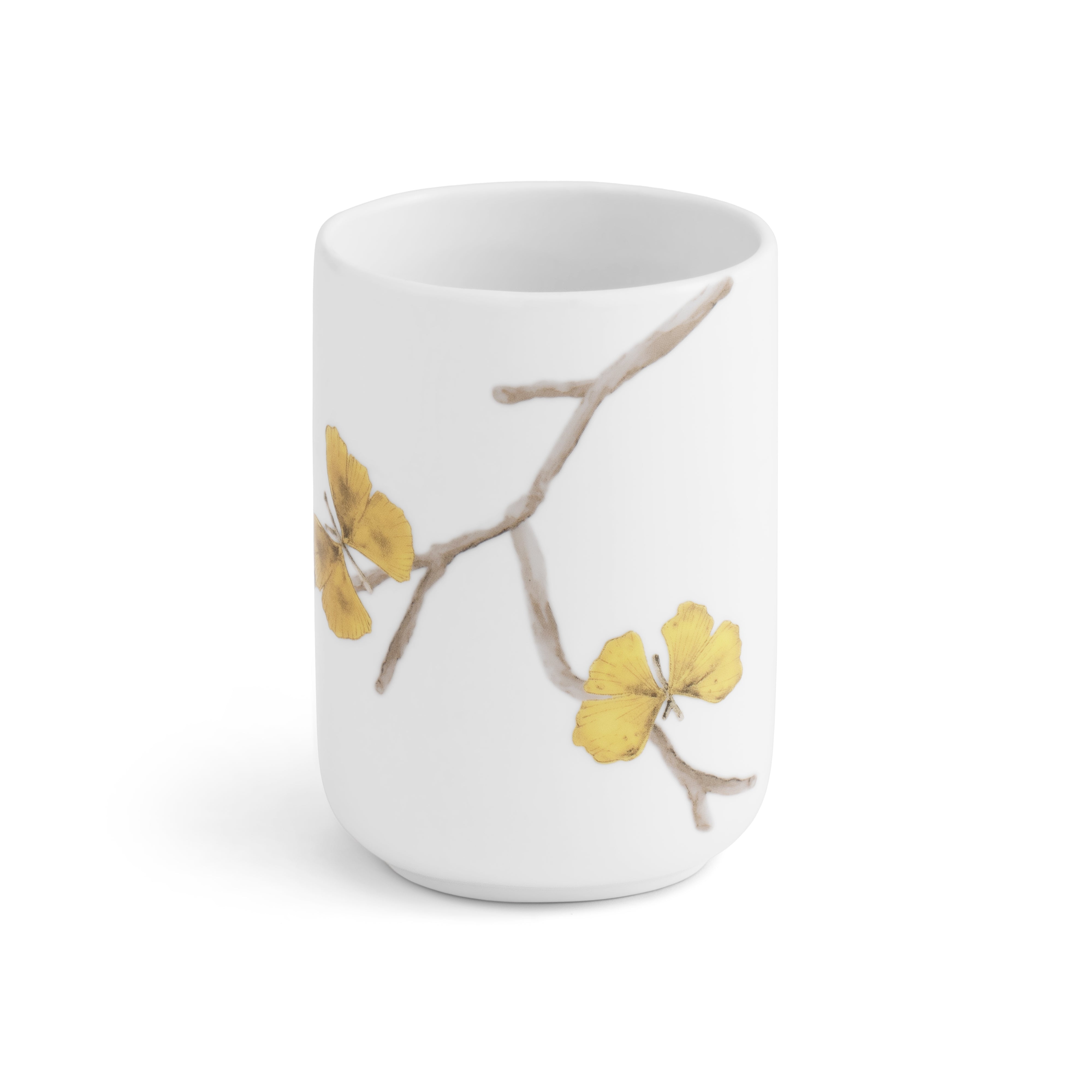 Butterfly Ginkgo Porcelain Bathroom Set - Elegant Soap Dish, Toothbrush Holder & Tumbler for Spa-Like Luxury at Home